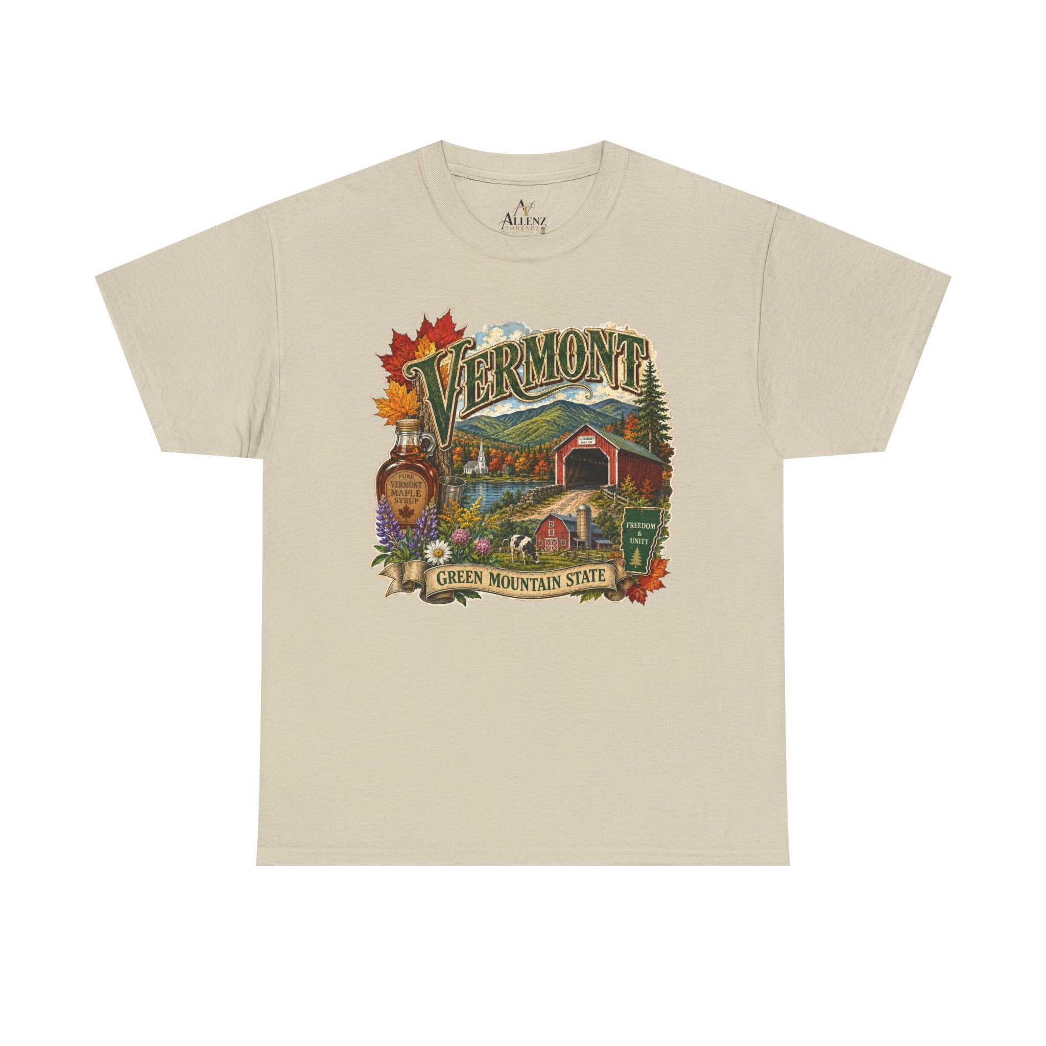 Unisex Heavy Cotton Tee🍁🏔️ Vermont – Beauty of the Green Mountain State 🍁🚜