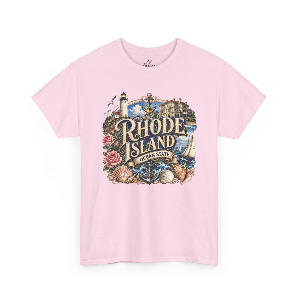 Unisex Heavy Cotton Tee⚓ Rhode Island – Coastal Charm of the Ocean State 🌊🏖️