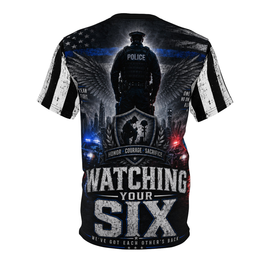 Watching your Six Unisex Cut and Sew Tee (AOP)