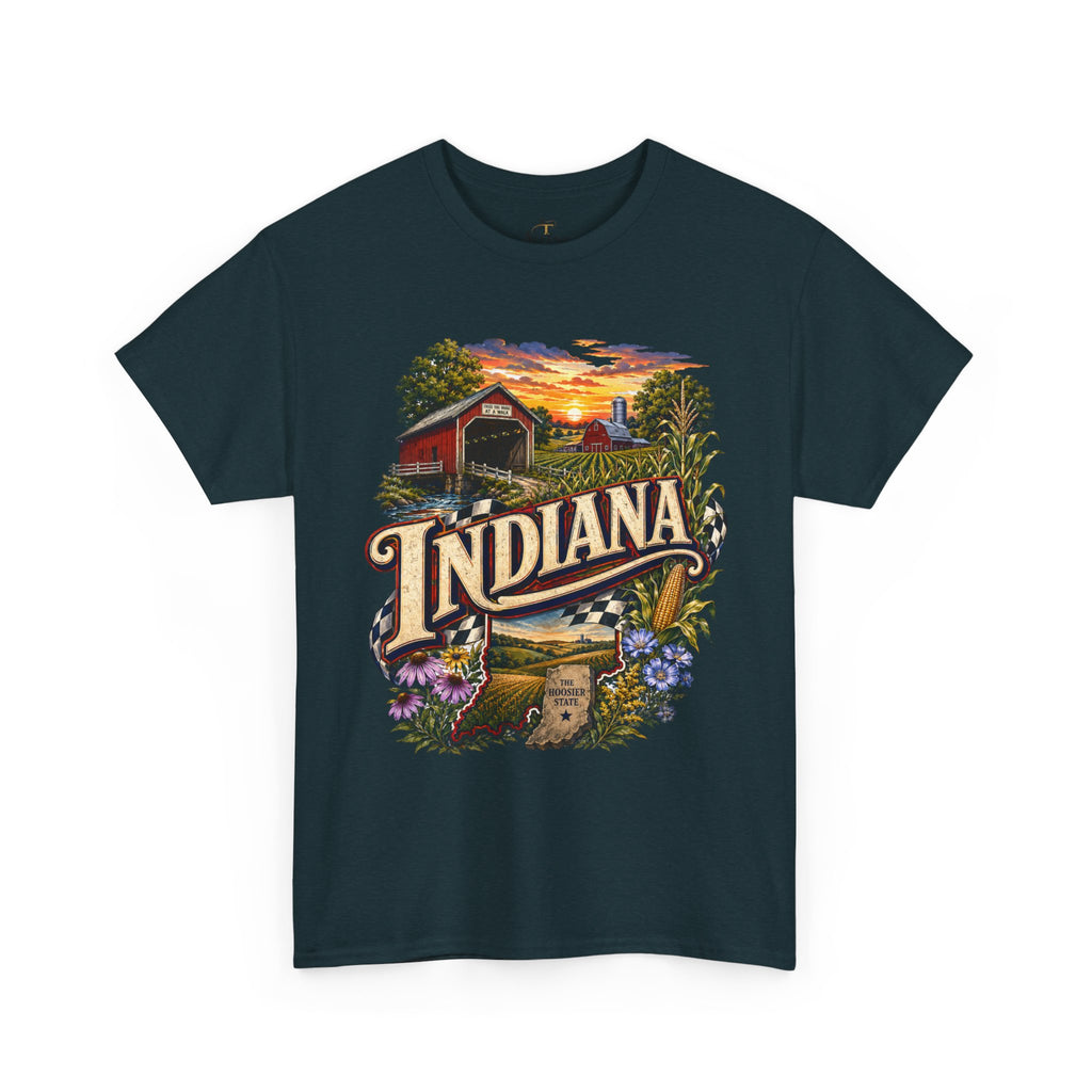 Unisex Heavy Cotton Tee 🌽 Indiana – Heartland Pride and Hoosier Tradition 🌽