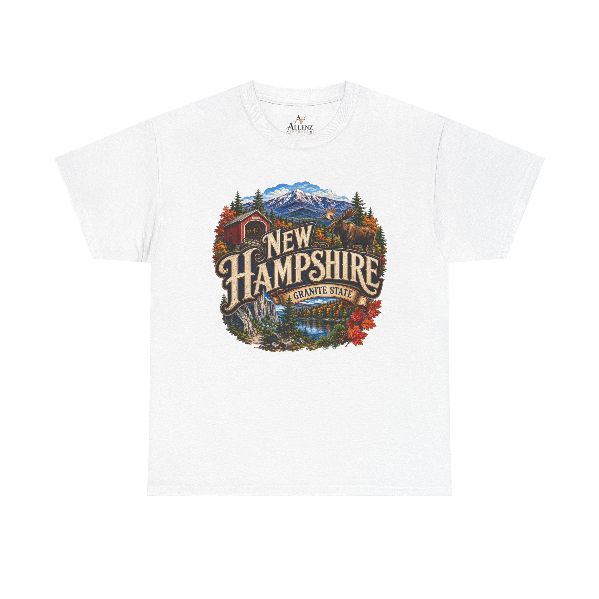 Unisex Heavy Cotton Tee🏔️ New Hampshire – Granite State Adventure and Autumn Beauty 🍁🫎