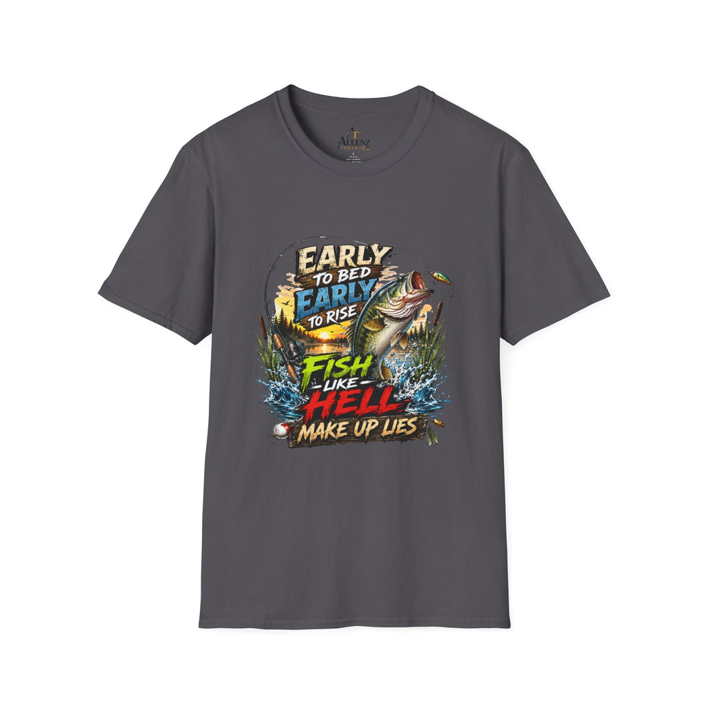 Early To Bed Fishing Unisex Softstyle T-Shirt