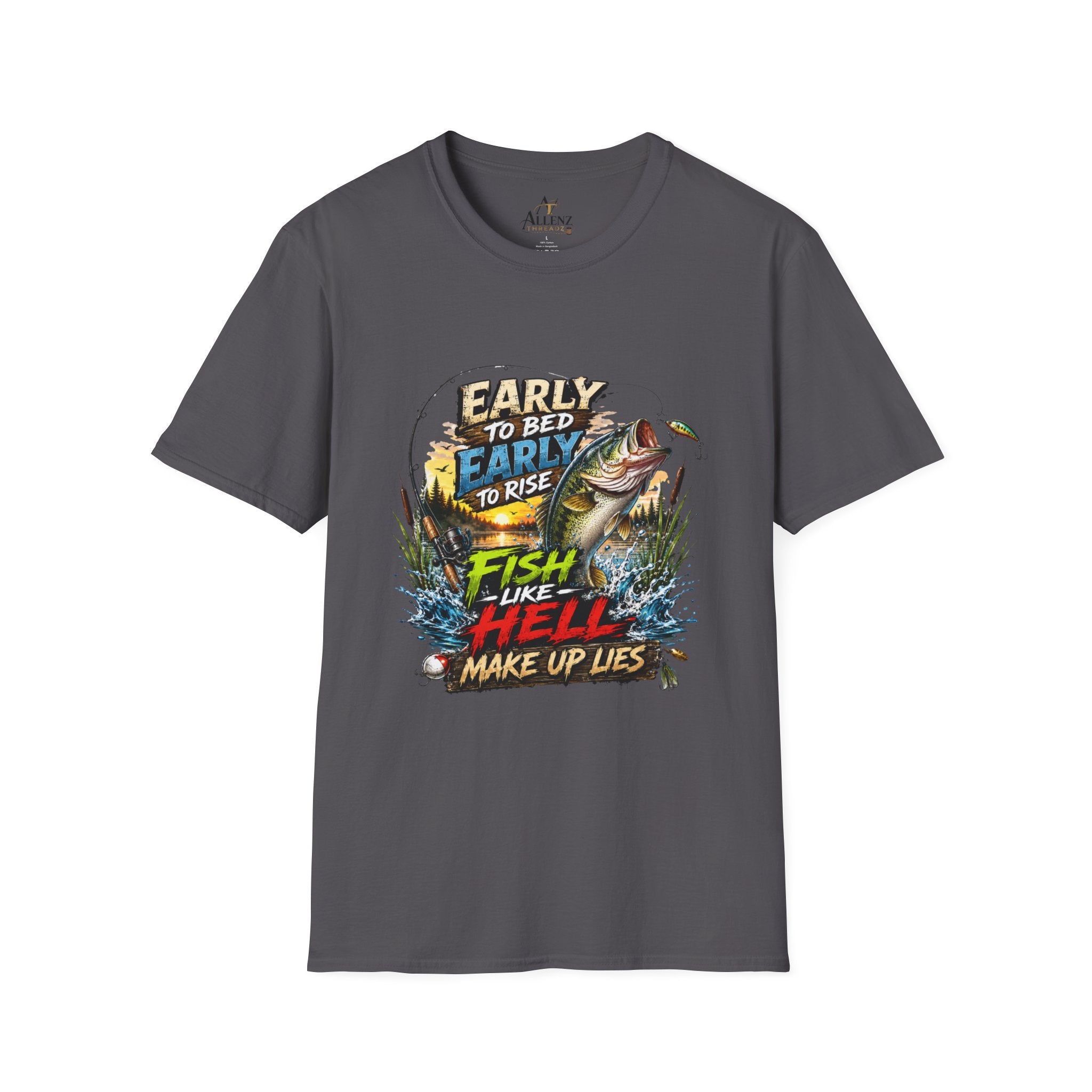 Early To Bed Fishing Unisex Softstyle T-Shirt