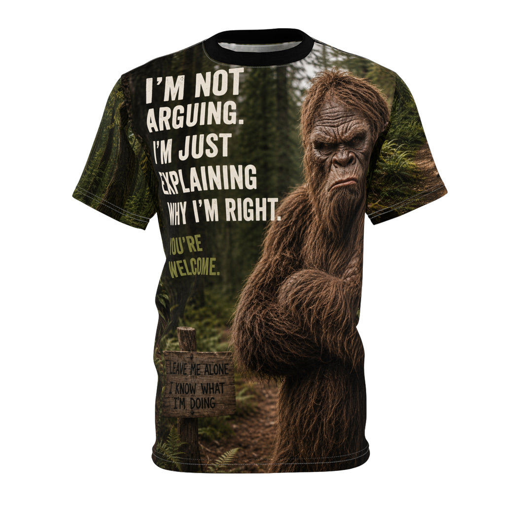 Unisex Cut & Sew Tee (AOP)  Grumpy Sasquatch- I'm Not Arguing