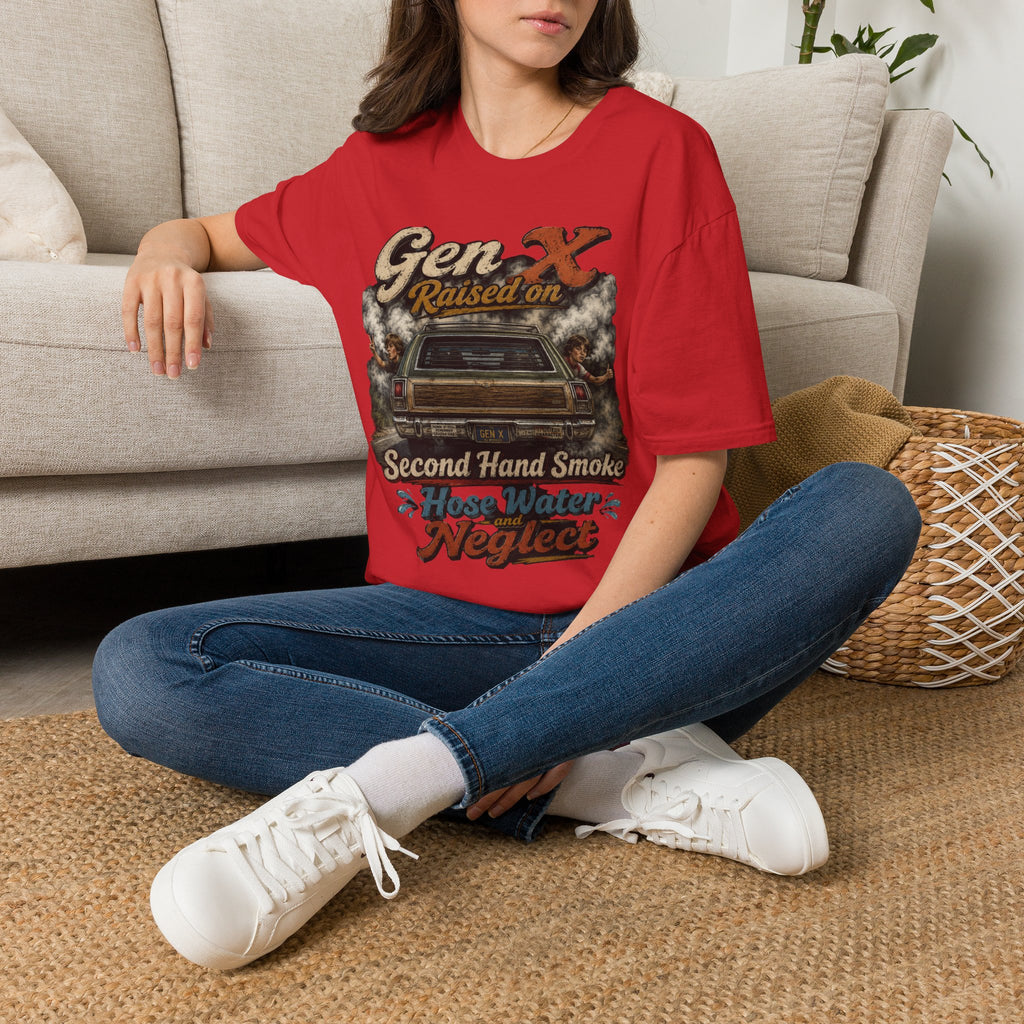Gen X T-Shirt — "Raised on Secondhand Smoke, Hose Water, Neglect" Retro Car Vintage Tee