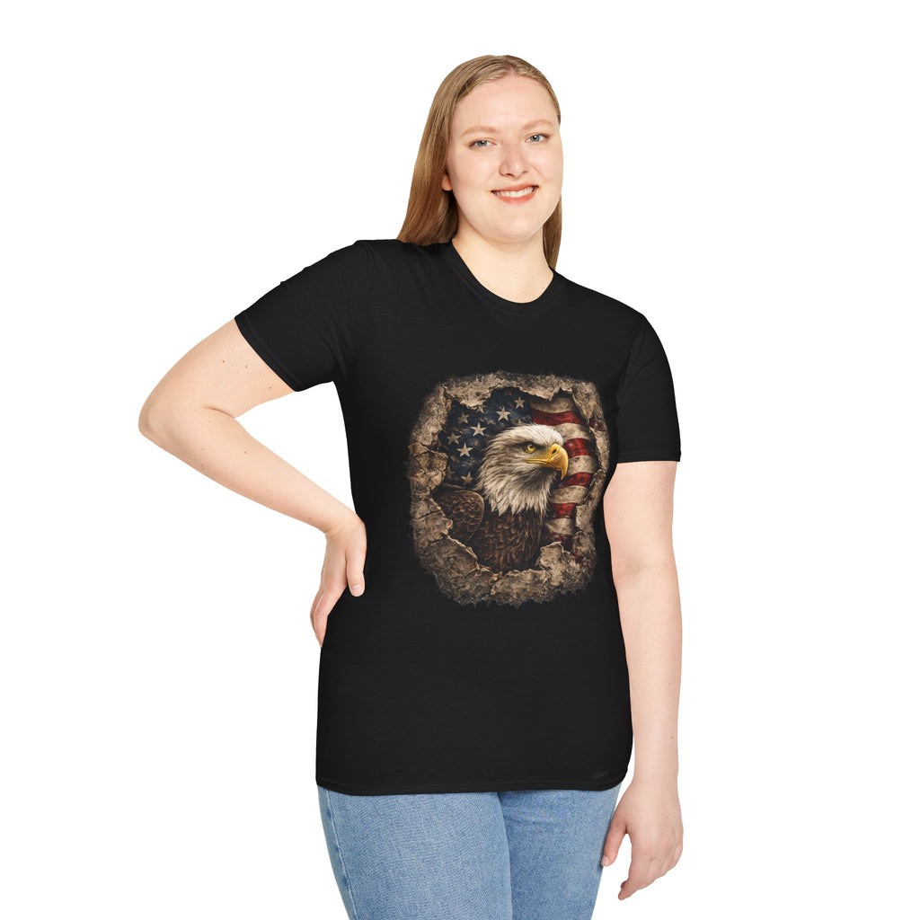 Patriotic Eagle T-Shirt — American Flag Bald Eagle Graphic