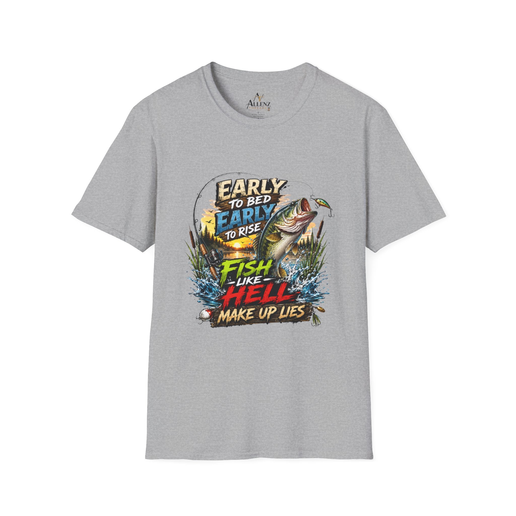 Early To Bed Fishing Unisex Softstyle T-Shirt