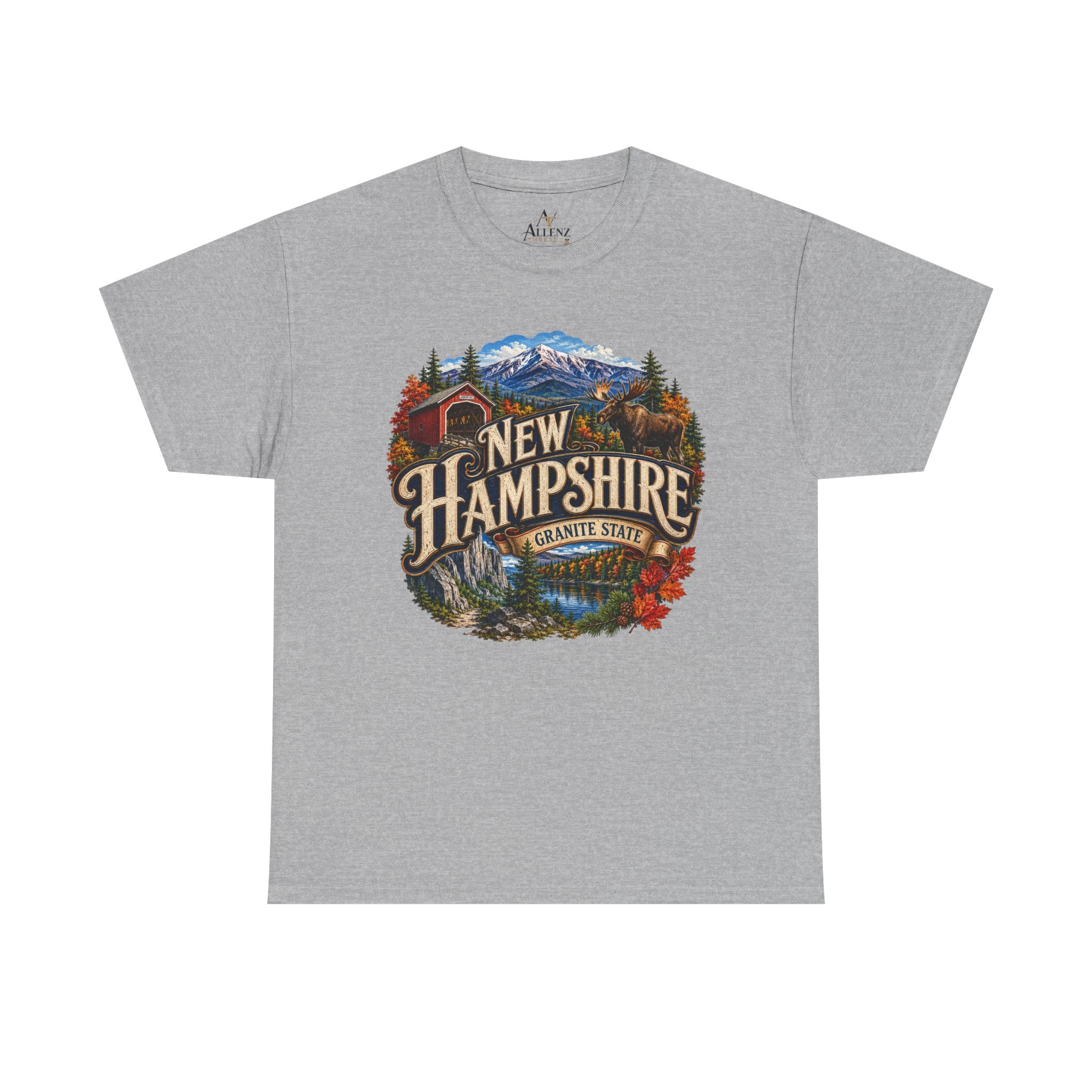 Unisex Heavy Cotton Tee🏔️ New Hampshire – Granite State Adventure and Autumn Beauty 🍁🫎