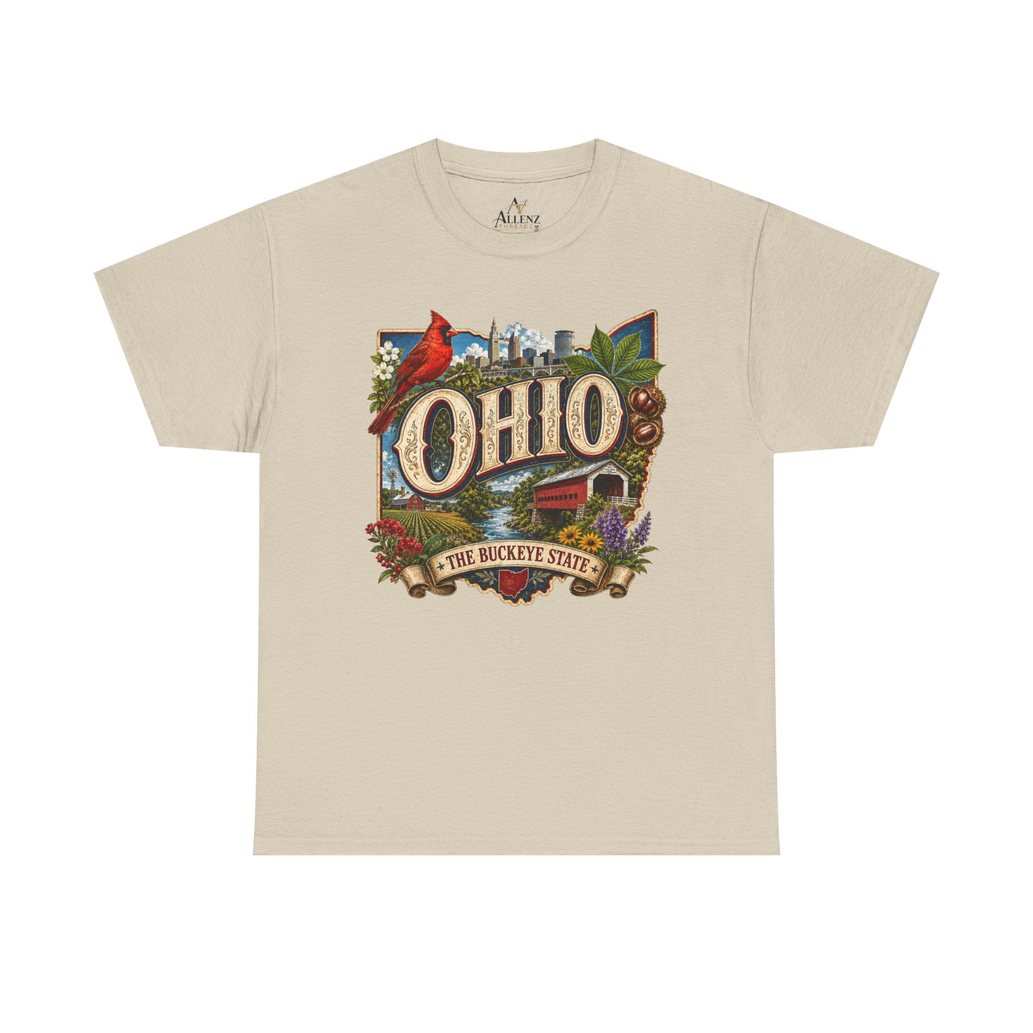 Unisex Heavy Cotton Tee🍂 Ohio – The Heart of the Buckeye State 🌰🌾