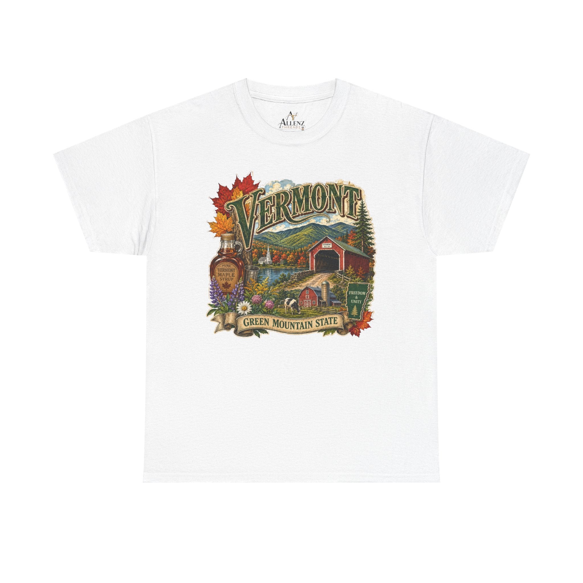 Unisex Heavy Cotton Tee🍁🏔️ Vermont – Beauty of the Green Mountain State 🍁🚜