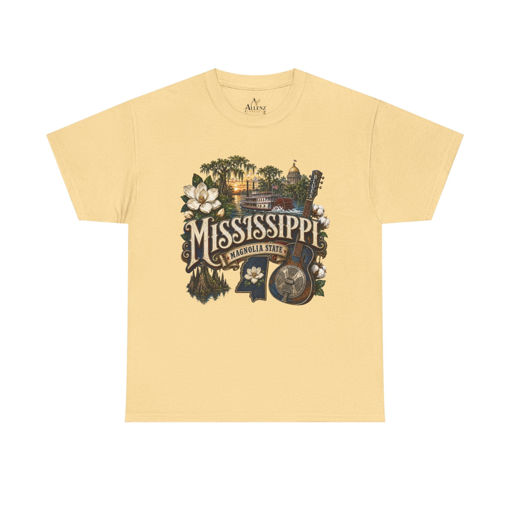 Unisex Heavy Cotton Tee🎸 Mississippi – Southern Soul and Magnolia State Pride 🎸