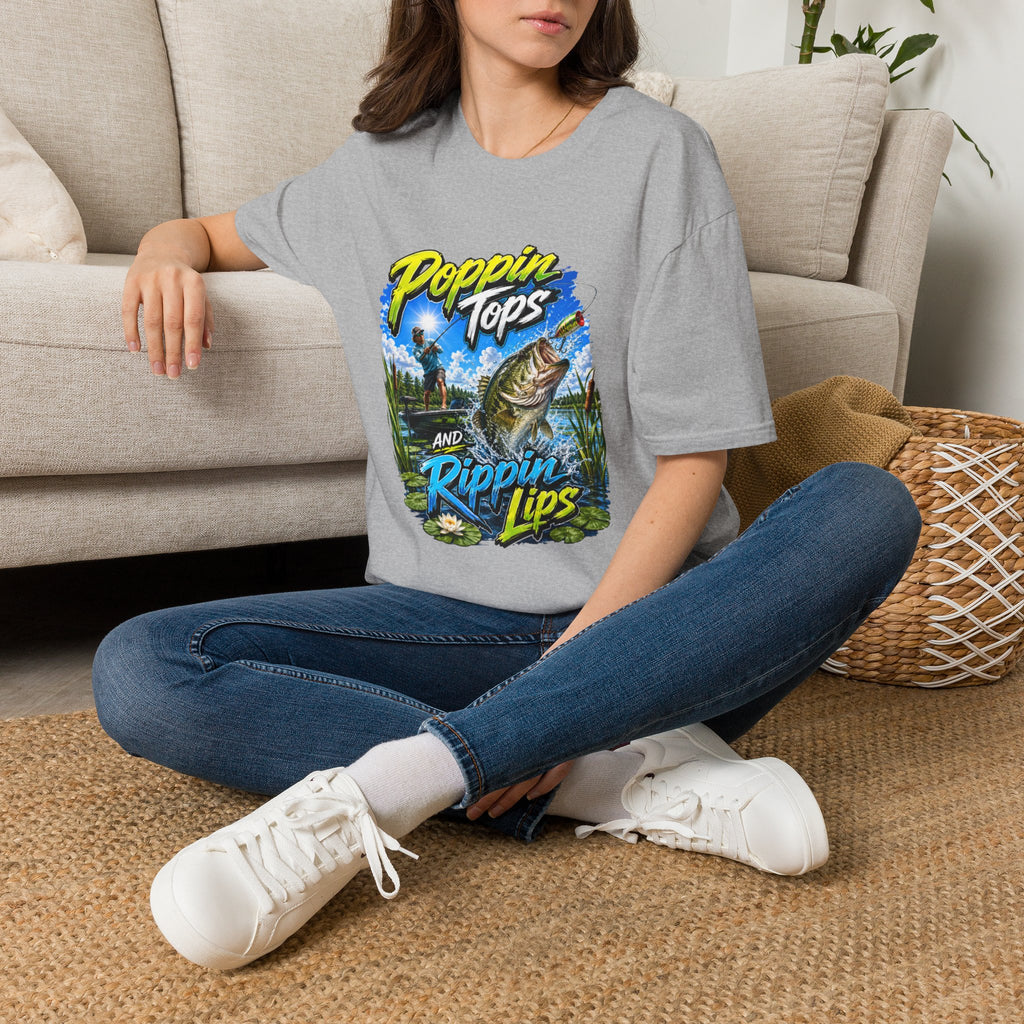 Poppin Tops Rippin Lips Fishing Shirt Unisex Softstyle T-Shirt