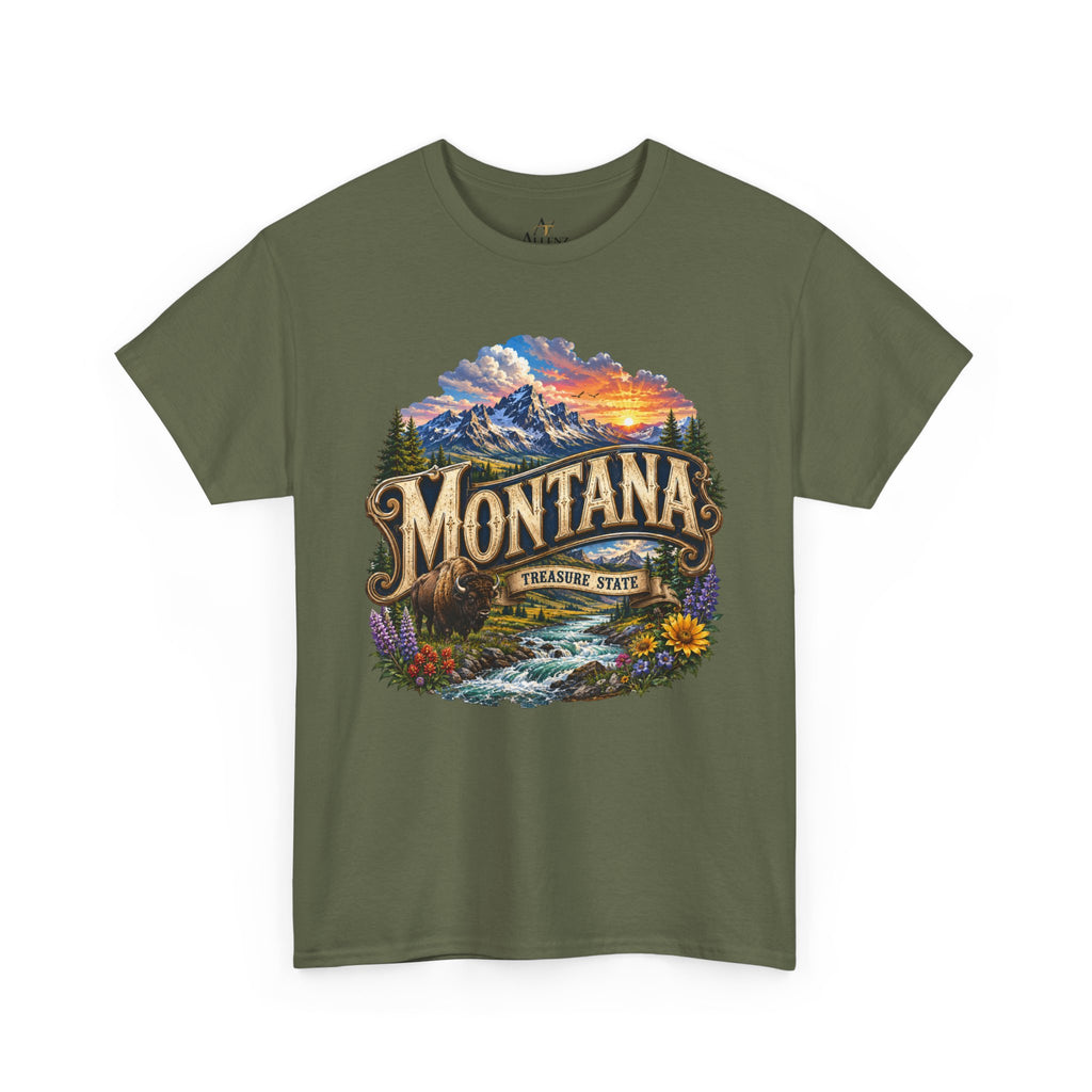 Unisex Heavy Cotton Tee🏔️ Montana – Big Sky Beauty and Wild Frontier Spirit 🏔️