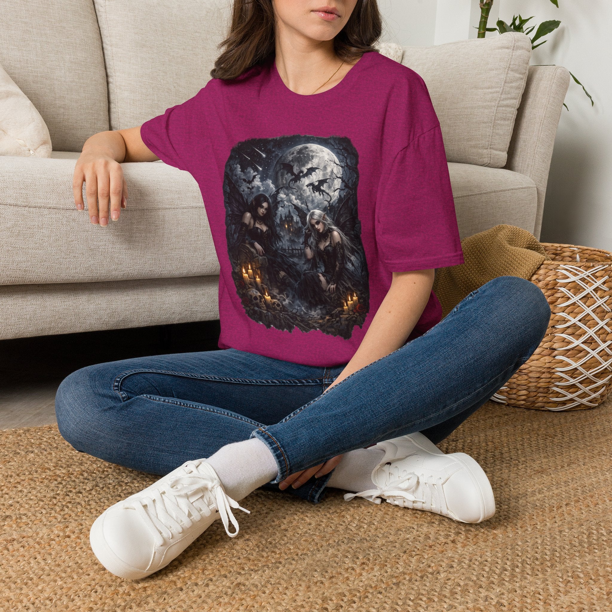 Fantasy Moonlit Wolves T-Shirt — Gothic Werewolf Night Scene