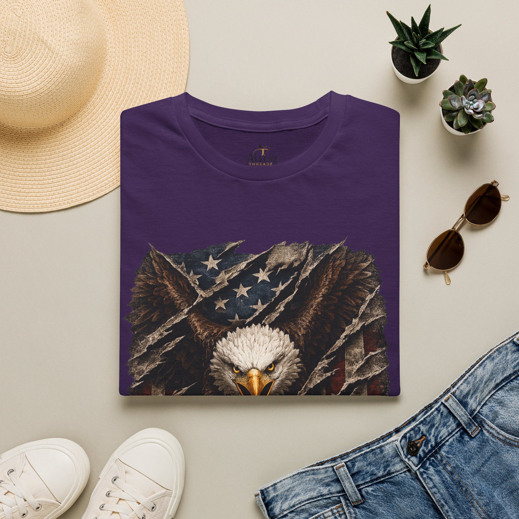 Eagle and Tattered American Flag T-Shirt