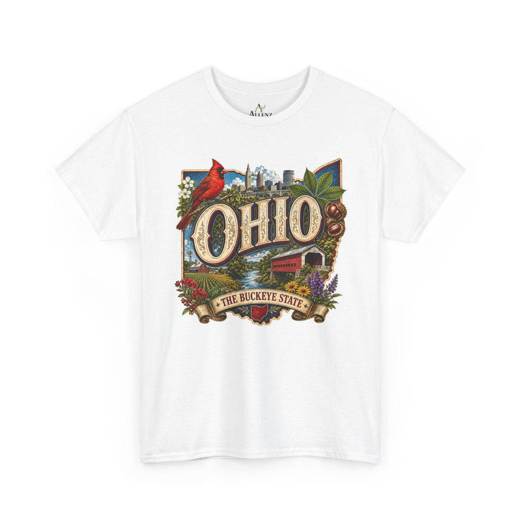 Unisex Heavy Cotton Tee🍂 Ohio – The Heart of the Buckeye State 🌰🌾
