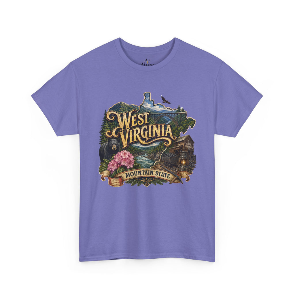 Unisex Heavy Cotton Tee🏔️🖤 West Virginia – Wild and Wonderful Mountain State ⛏️🐻