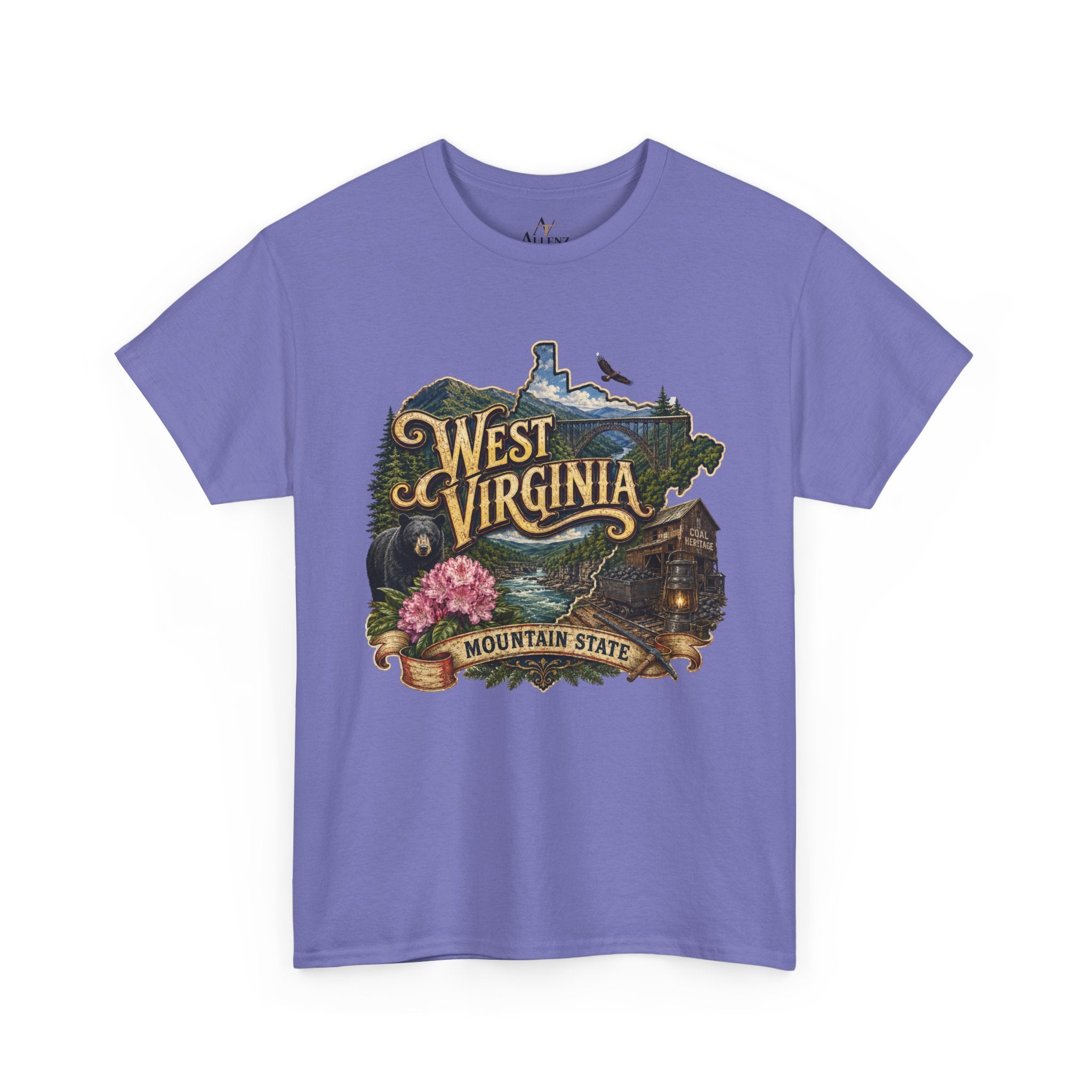 Unisex Heavy Cotton Tee🏔️🖤 West Virginia – Wild and Wonderful Mountain State ⛏️🐻