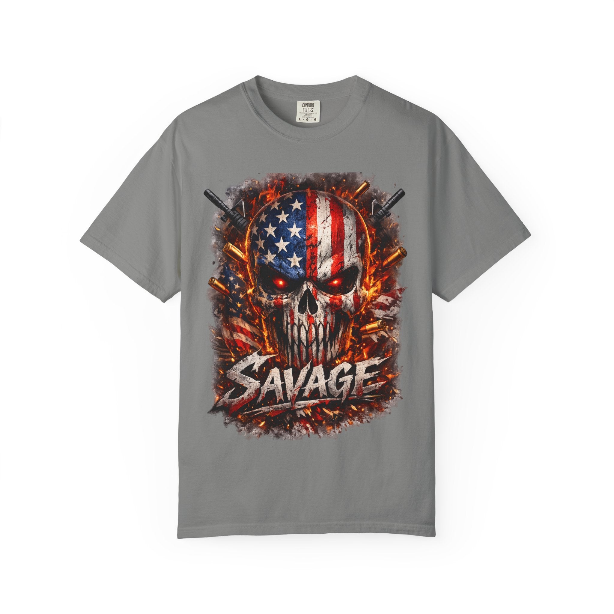 American Flag Skull 'Savage' Graphic T-Shirt