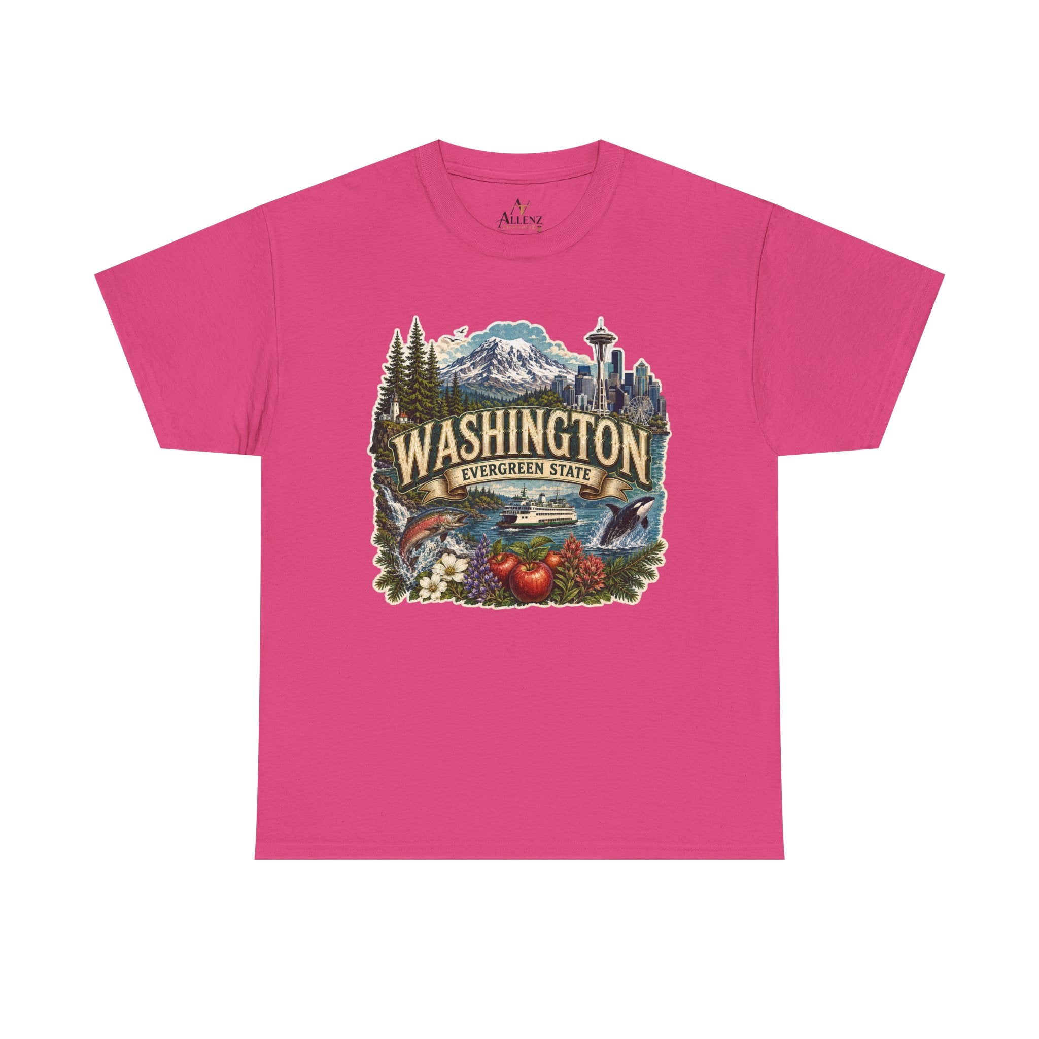 Unisex Heavy Cotton Tee🌲🏔️ Washington – Spirit of the Evergreen State 🚢🐋