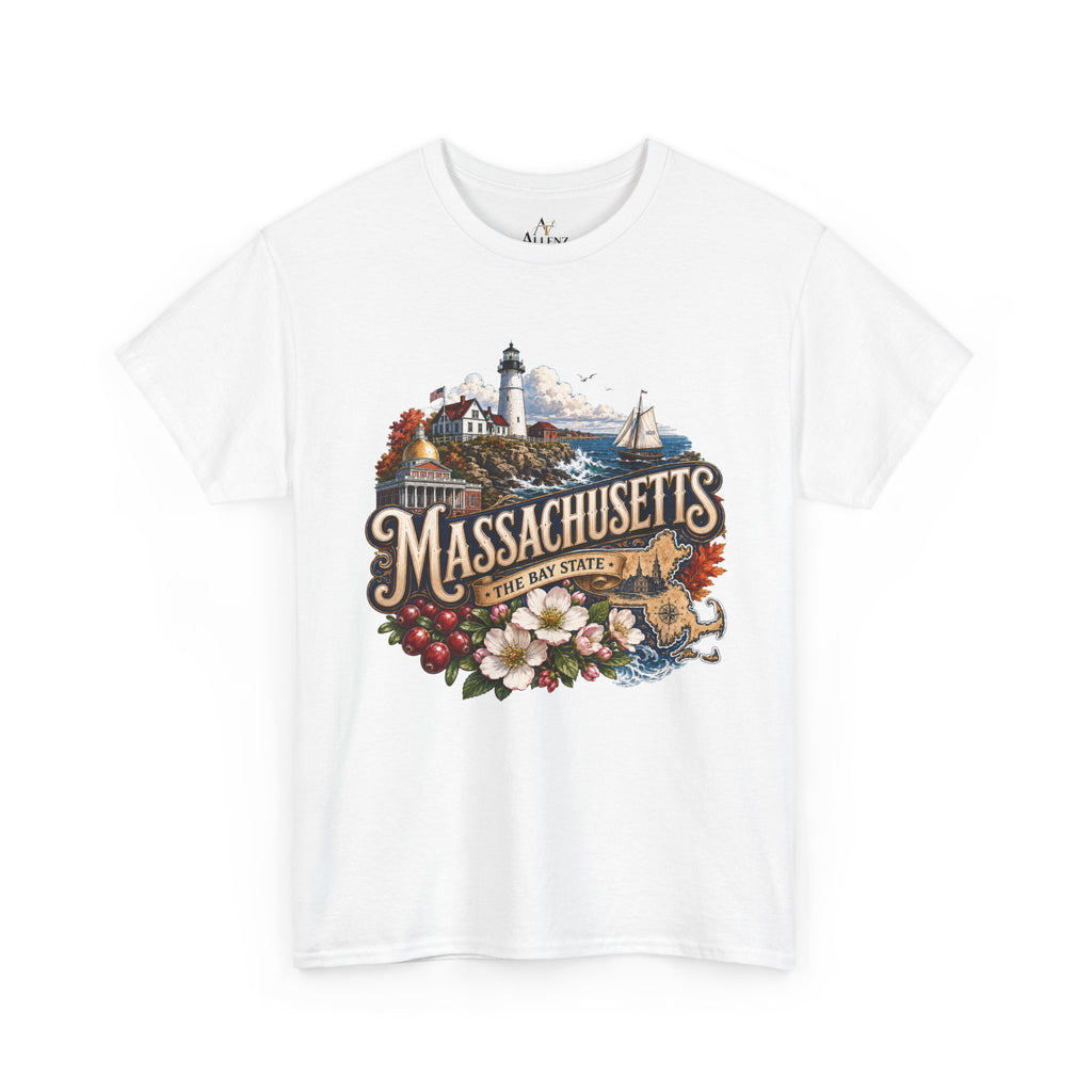 Unisex Heavy Cotton Tee ⚓ Massachusetts – Historic Coastal Pride