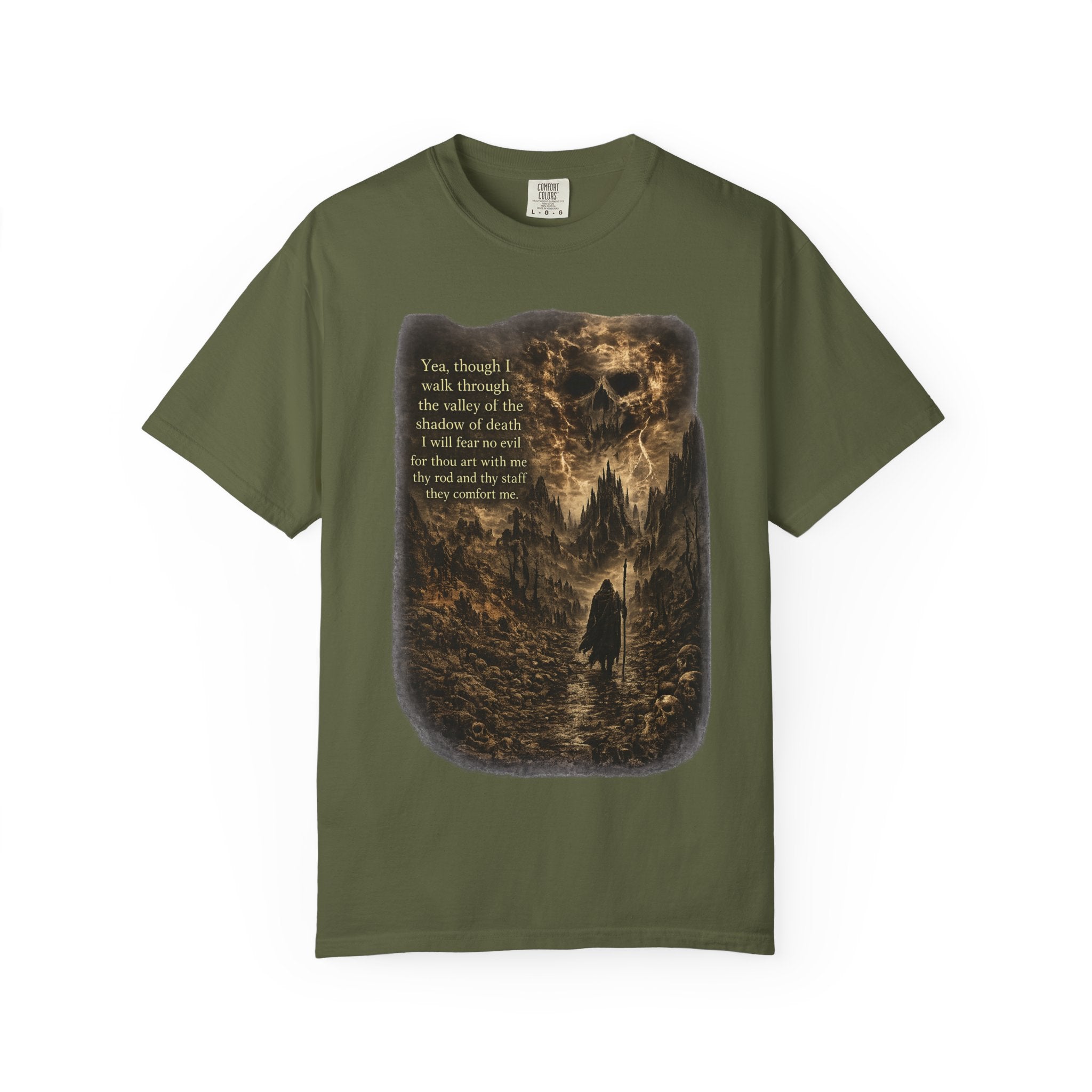 Skull Cavern Gothic T-Shirt — 'You…walk through the valley of the shadow of death' Graphic Tee