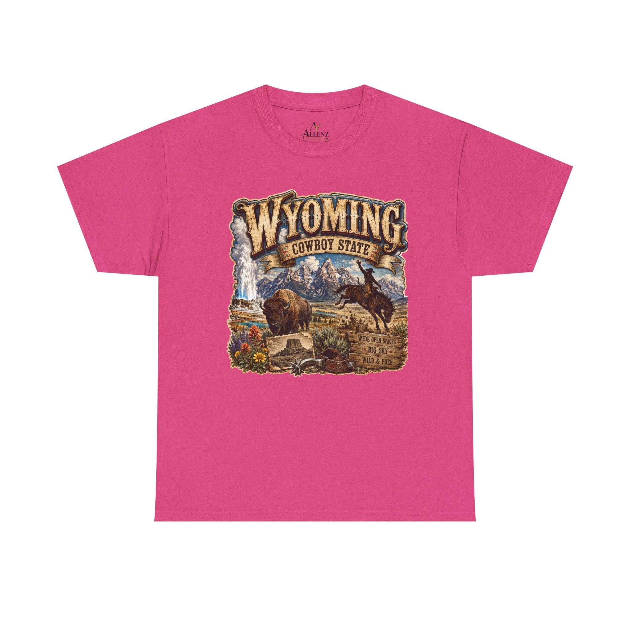 Unisex Heavy Cotton Tee🤠🏔️ Wyoming – The Cowboy State 🦬🌄
