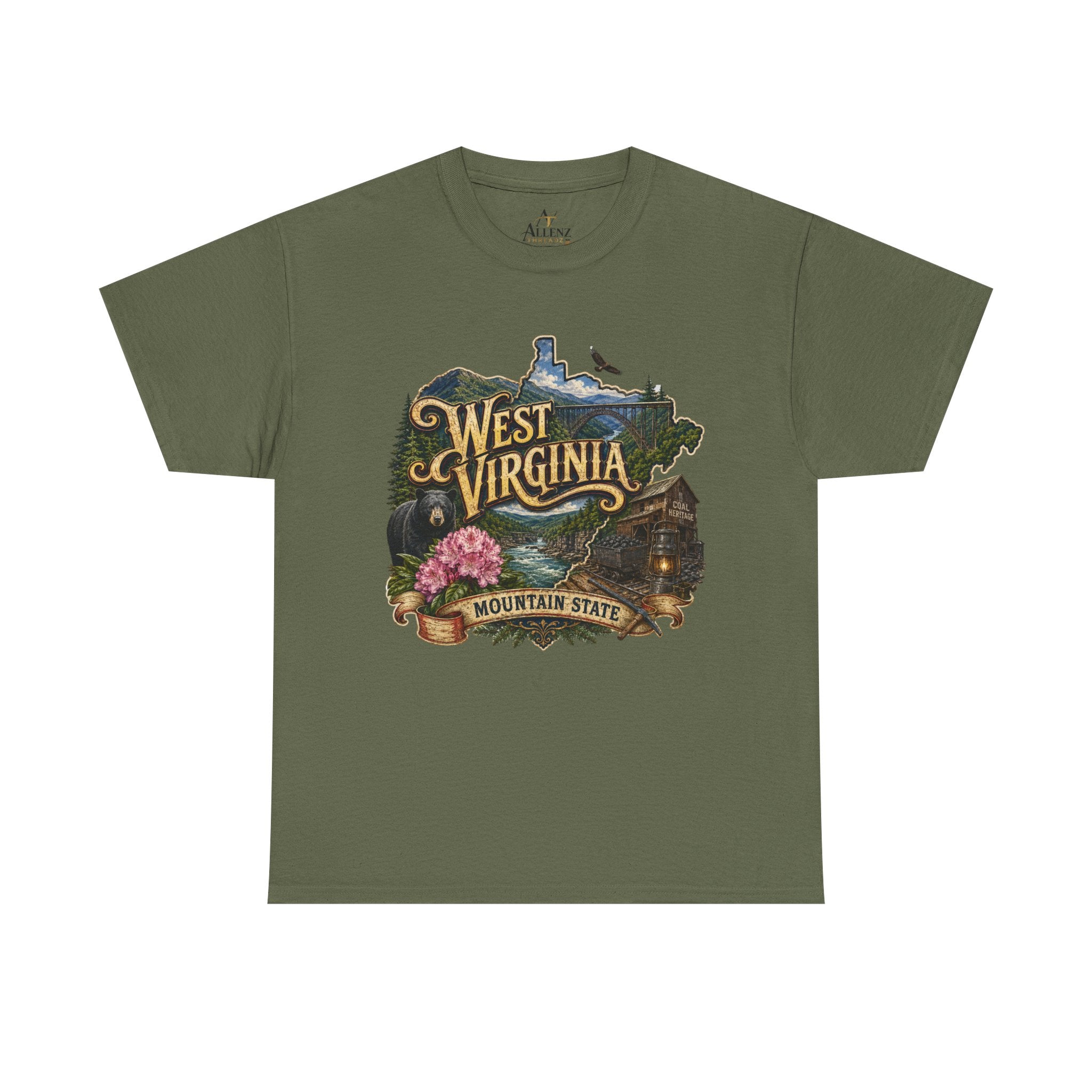 Unisex Heavy Cotton Tee🏔️🖤 West Virginia – Wild and Wonderful Mountain State ⛏️🐻