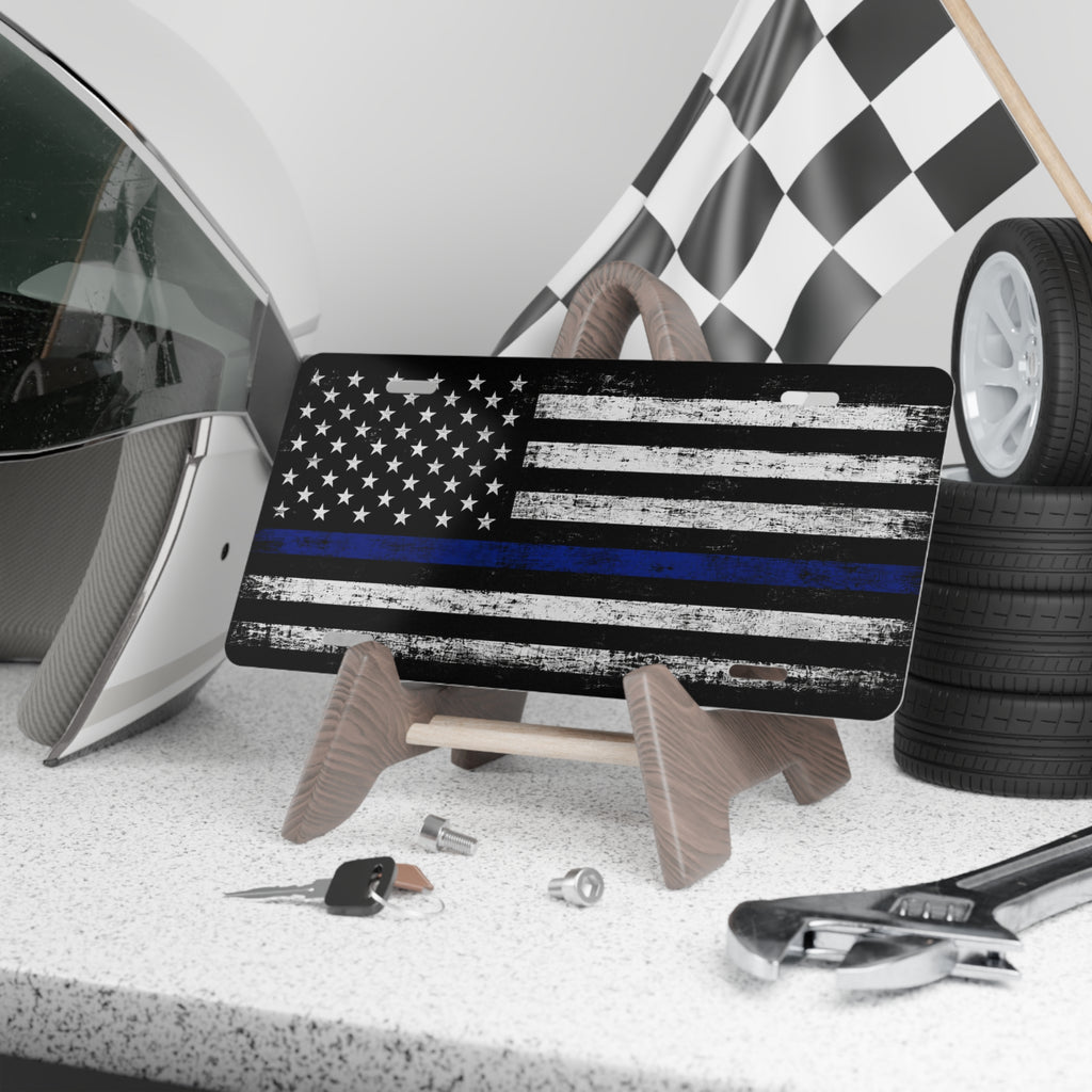Thin Blue Line Flag Vanity License Plate