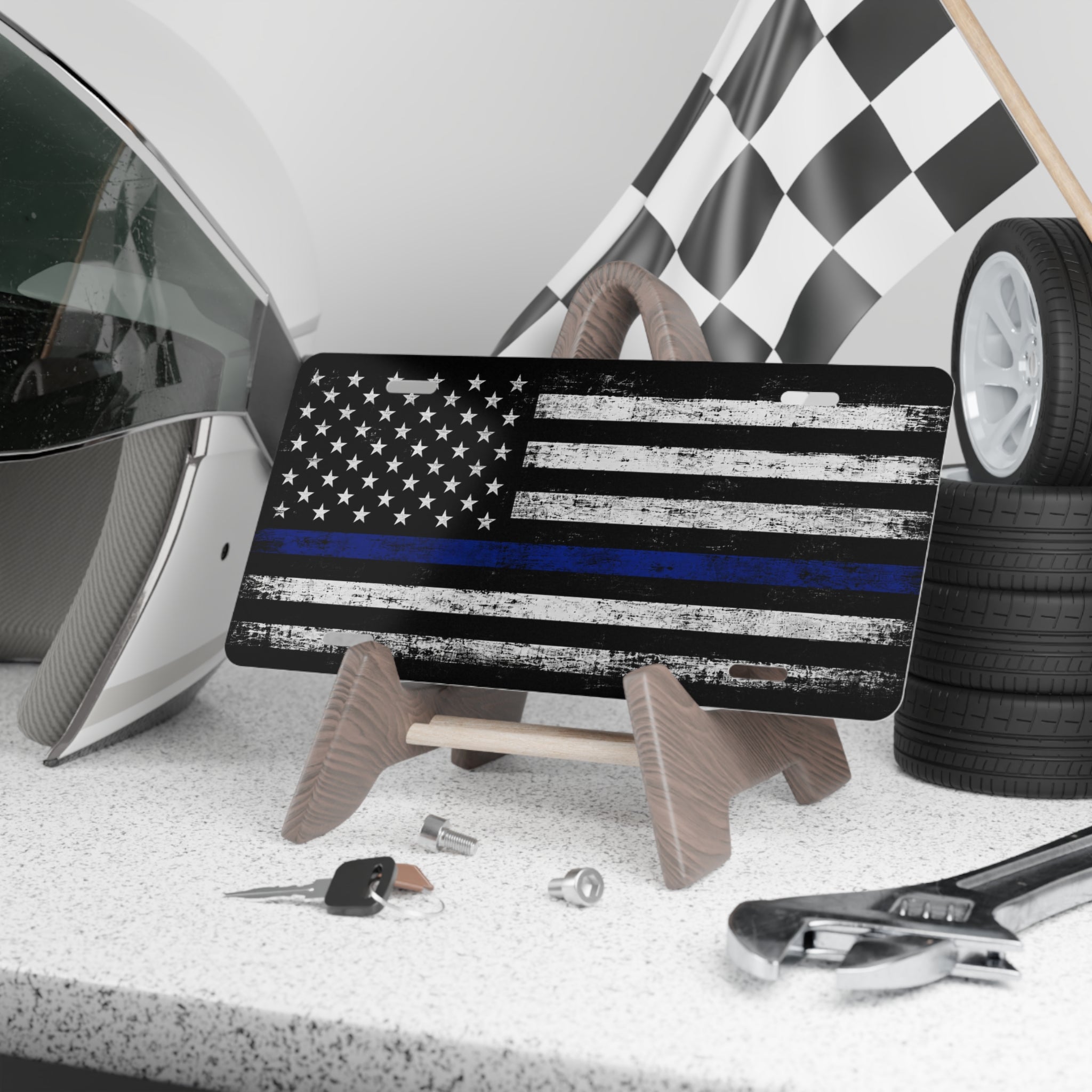 Thin Blue Line Flag Vanity License Plate
