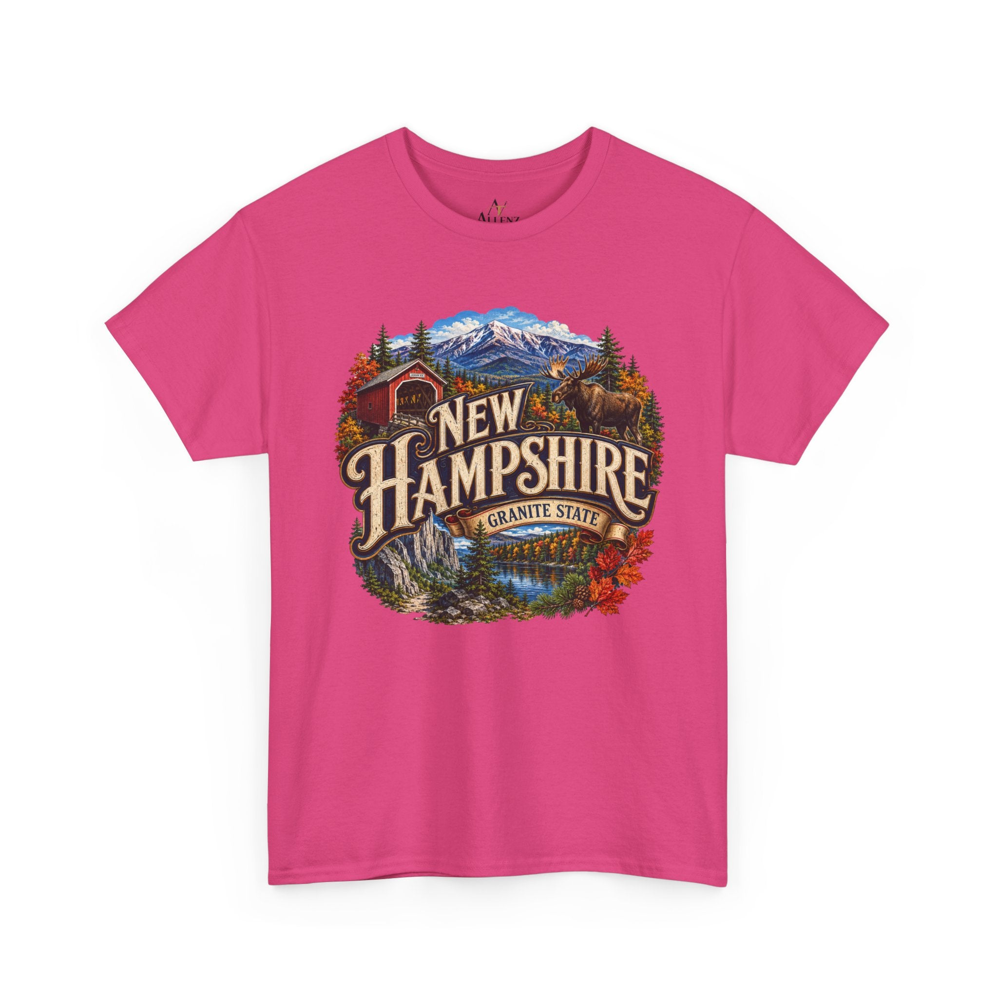 Unisex Heavy Cotton Tee🏔️ New Hampshire – Granite State Adventure and Autumn Beauty 🍁🫎