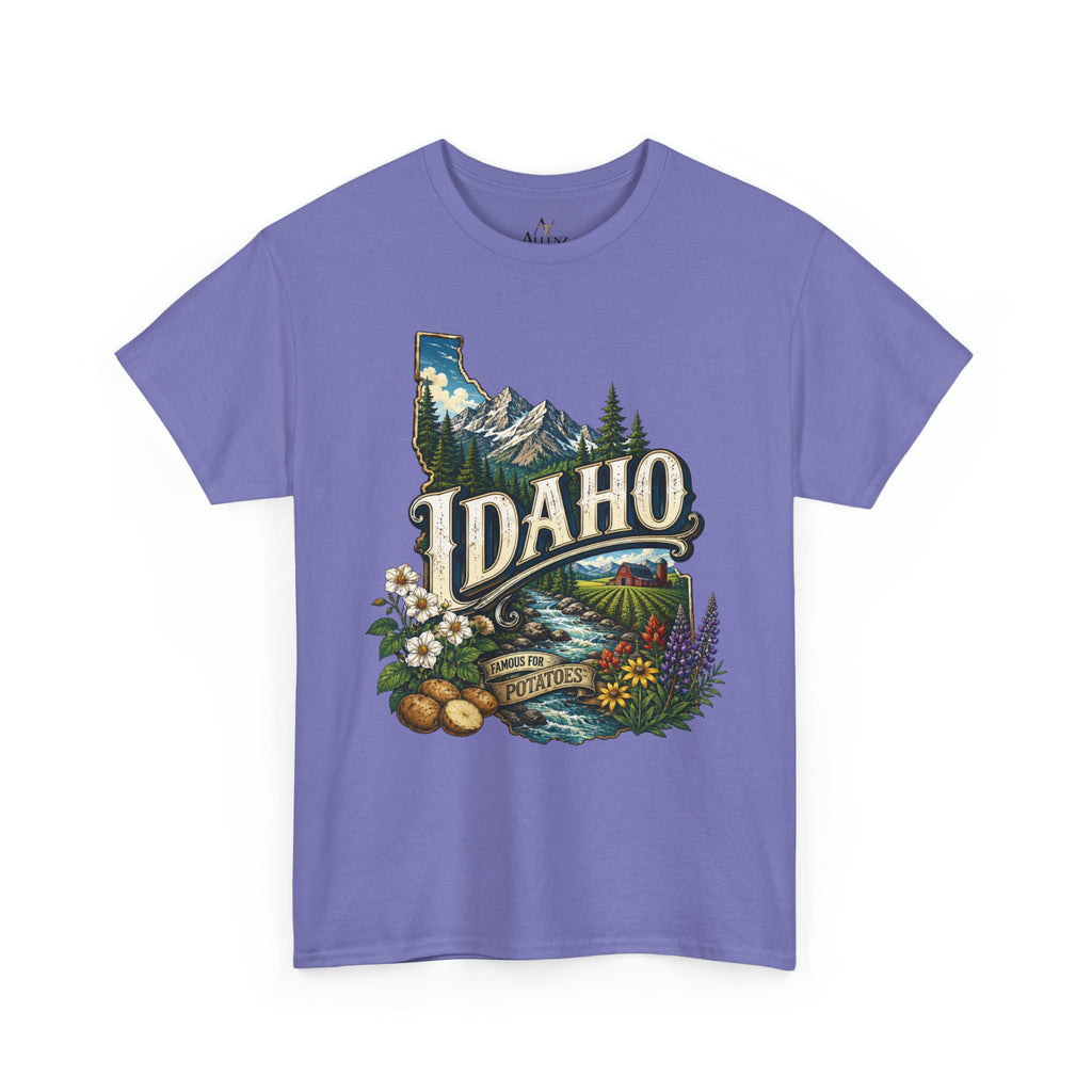 Unisex Heavy Cotton Tee 🥔 Idaho – Mountain Beauty and Rustic Country Charm 🥔