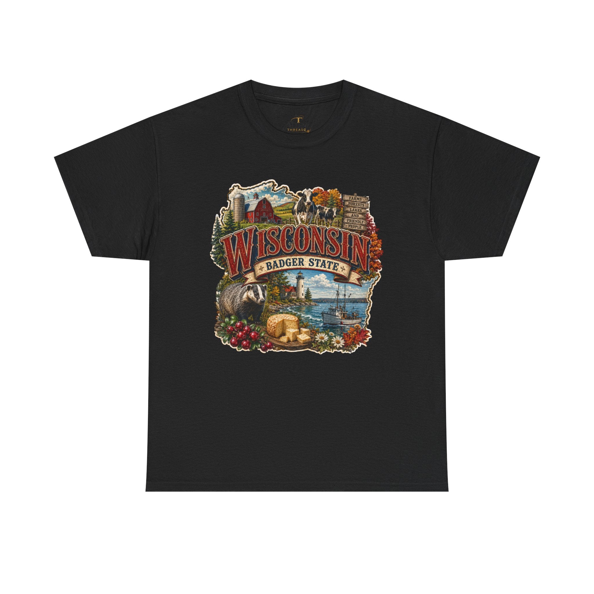 Unisex Heavy Cotton Tee🧀🌲 Wisconsin – Proudly the Badger State 🚤🐄