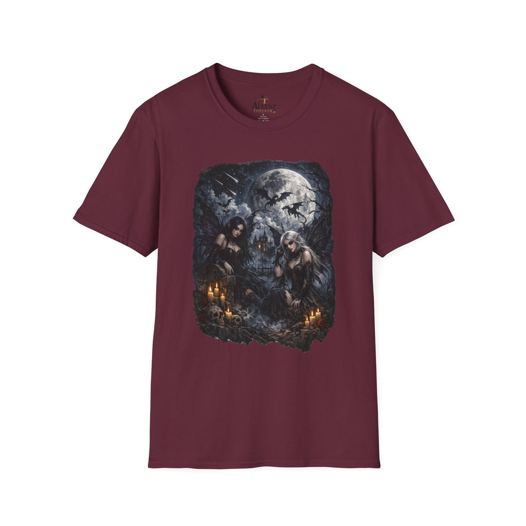 Fantasy Moonlit Wolves T-Shirt — Gothic Werewolf Night Scene
