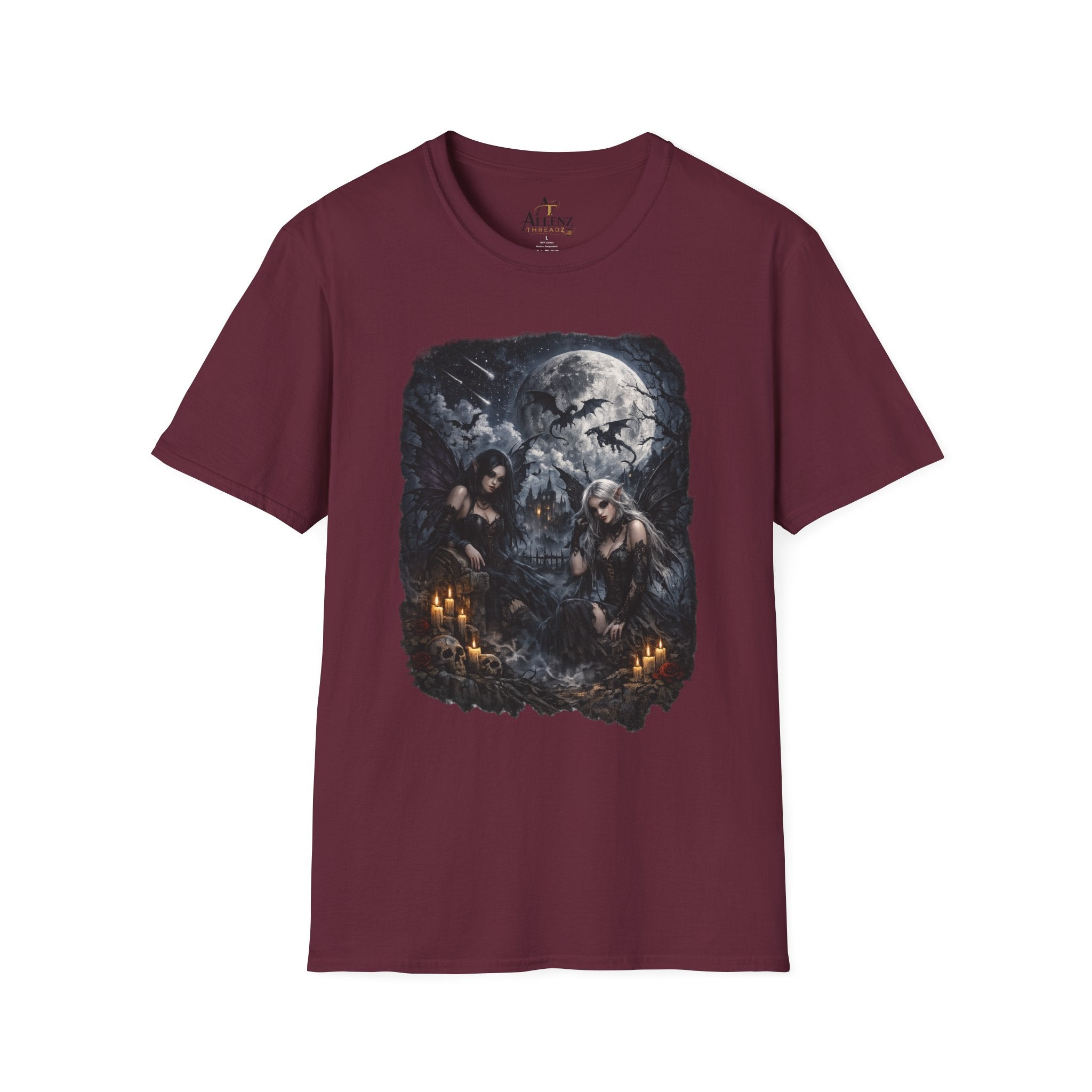 Fantasy Moonlit Wolves T-Shirt — Gothic Werewolf Night Scene