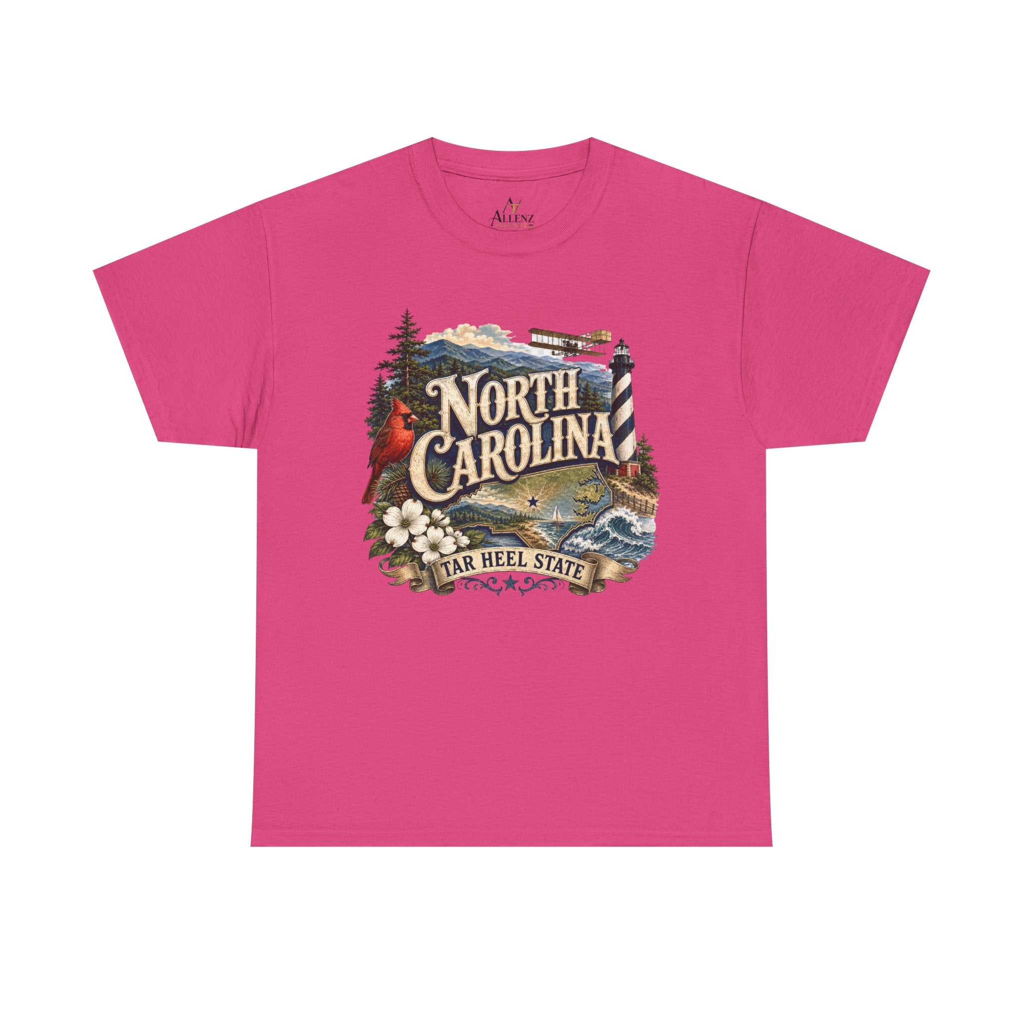 Unisex Heavy Cotton Tee🌲 North Carolina – Coastal Beauty and Mountain Adventure 🌊✈️