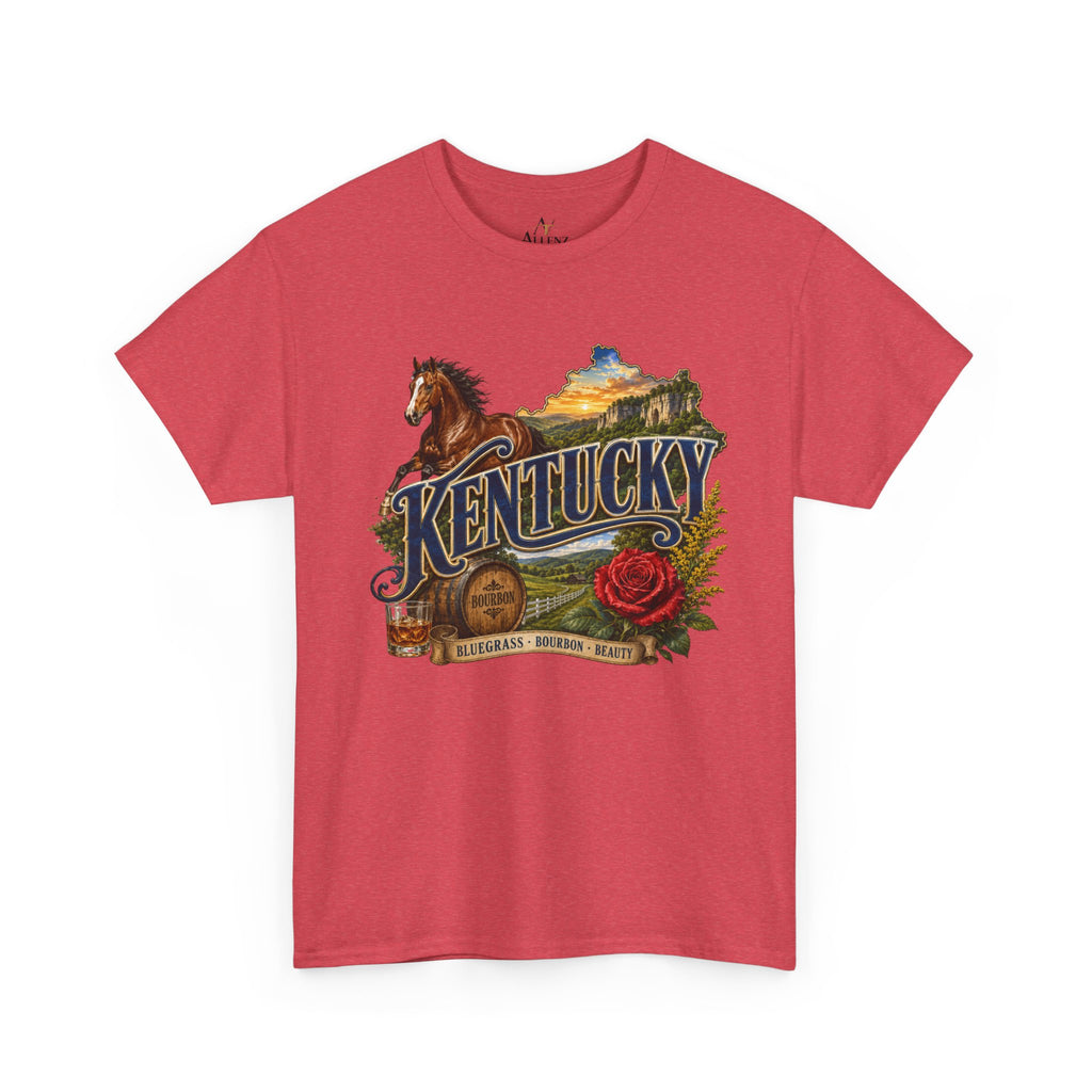 Unisex Heavy Cotton Tee 🐎 Kentucky – Bluegrass, Bourbon and Southern Beauty 🐎