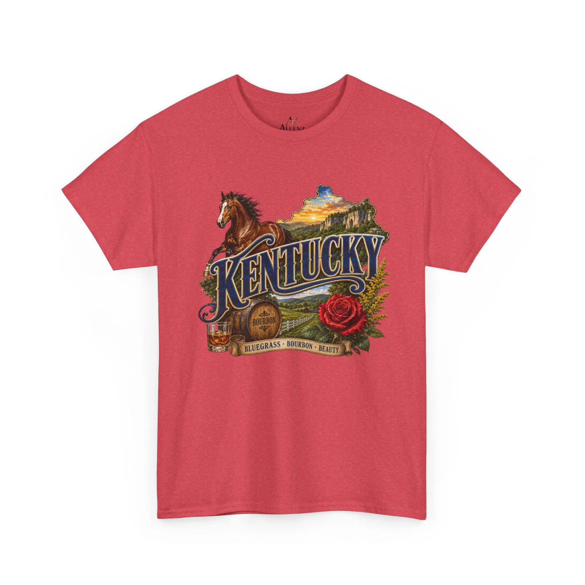 Unisex Heavy Cotton Tee 🐎 Kentucky – Bluegrass, Bourbon and Southern Beauty 🐎