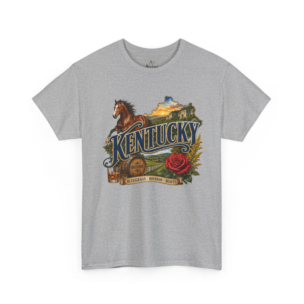Unisex Heavy Cotton Tee 🐎 Kentucky – Bluegrass, Bourbon and Southern Beauty 🐎
