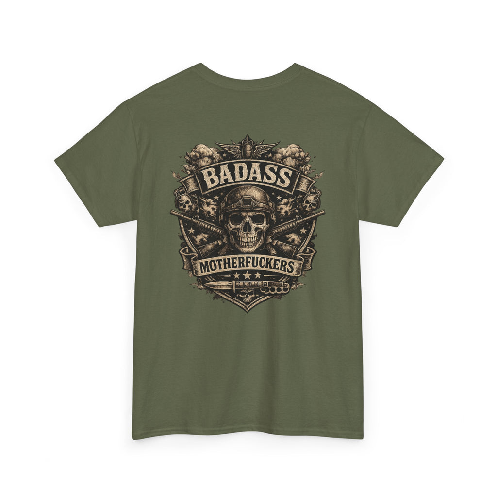 Badass Motherfu.... Skull and boom stick  Unisex Heavy Cotton Tee