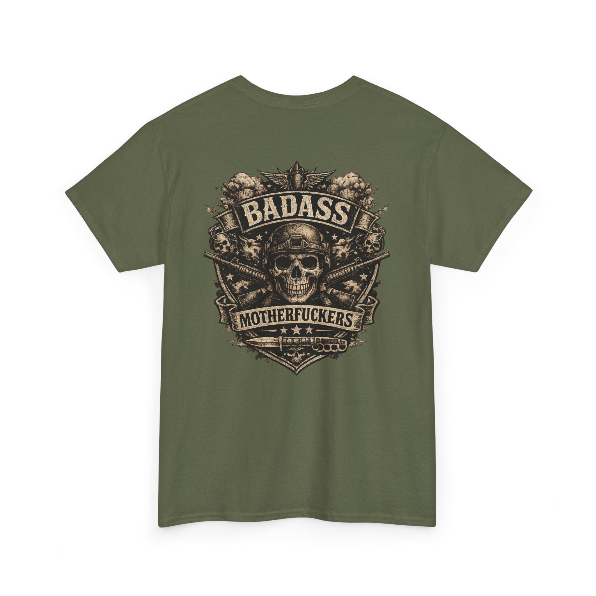 Badass Motherfu.... Skull and boom stick  Unisex Heavy Cotton Tee