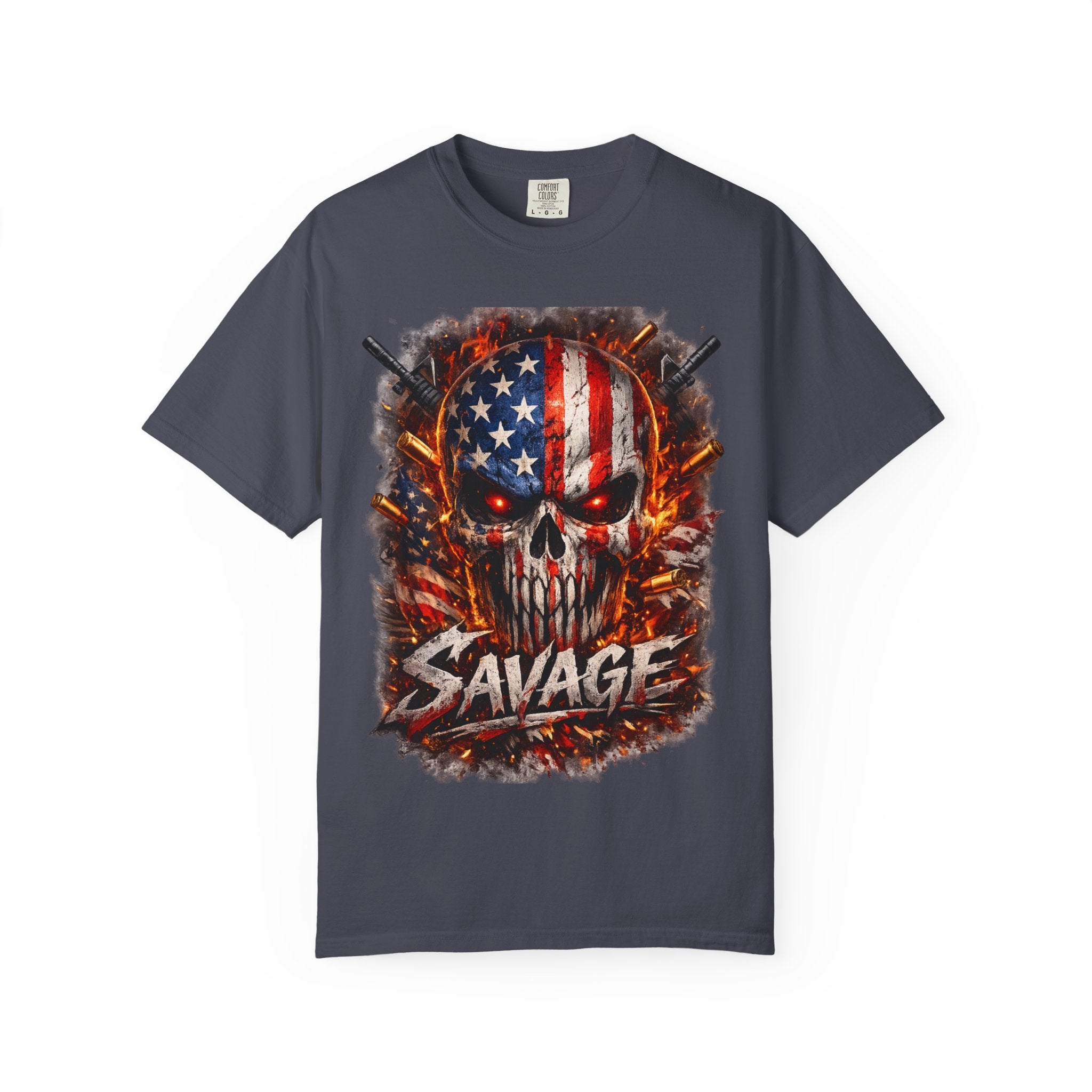 American Flag Skull 'Savage' Graphic T-Shirt