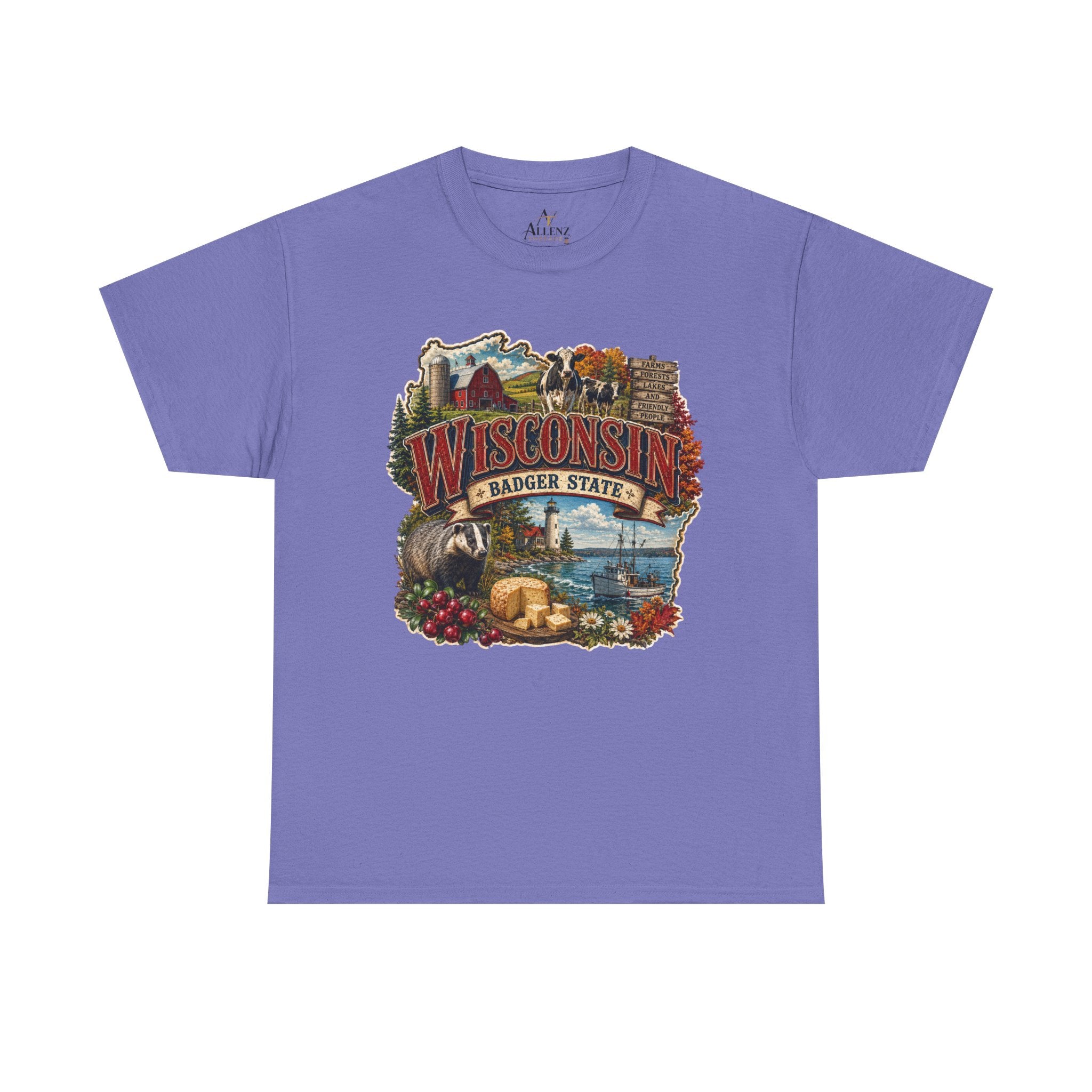 Unisex Heavy Cotton Tee🧀🌲 Wisconsin – Proudly the Badger State 🚤🐄