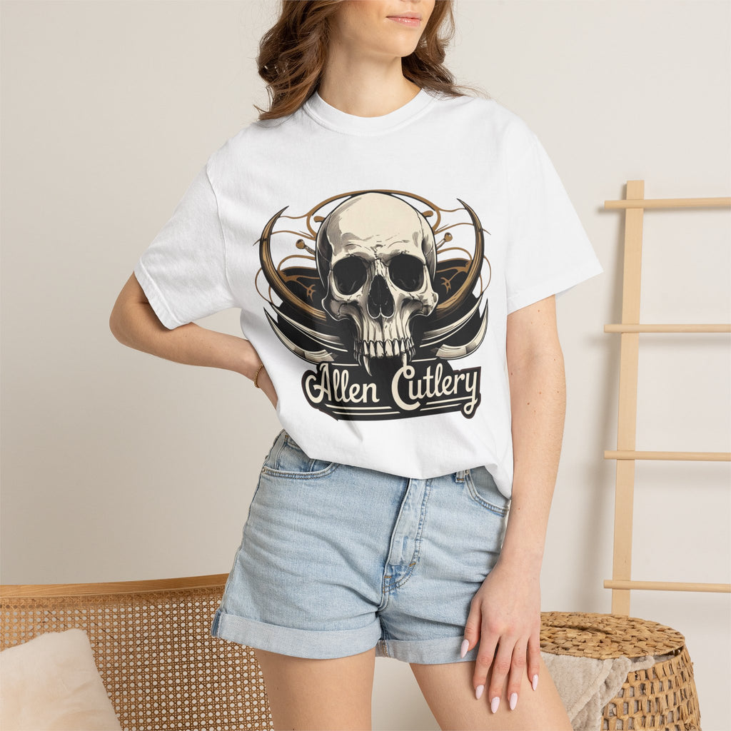 Skull Logo T-Shirt — "Allen Cutlery" Retro Gothic Tee