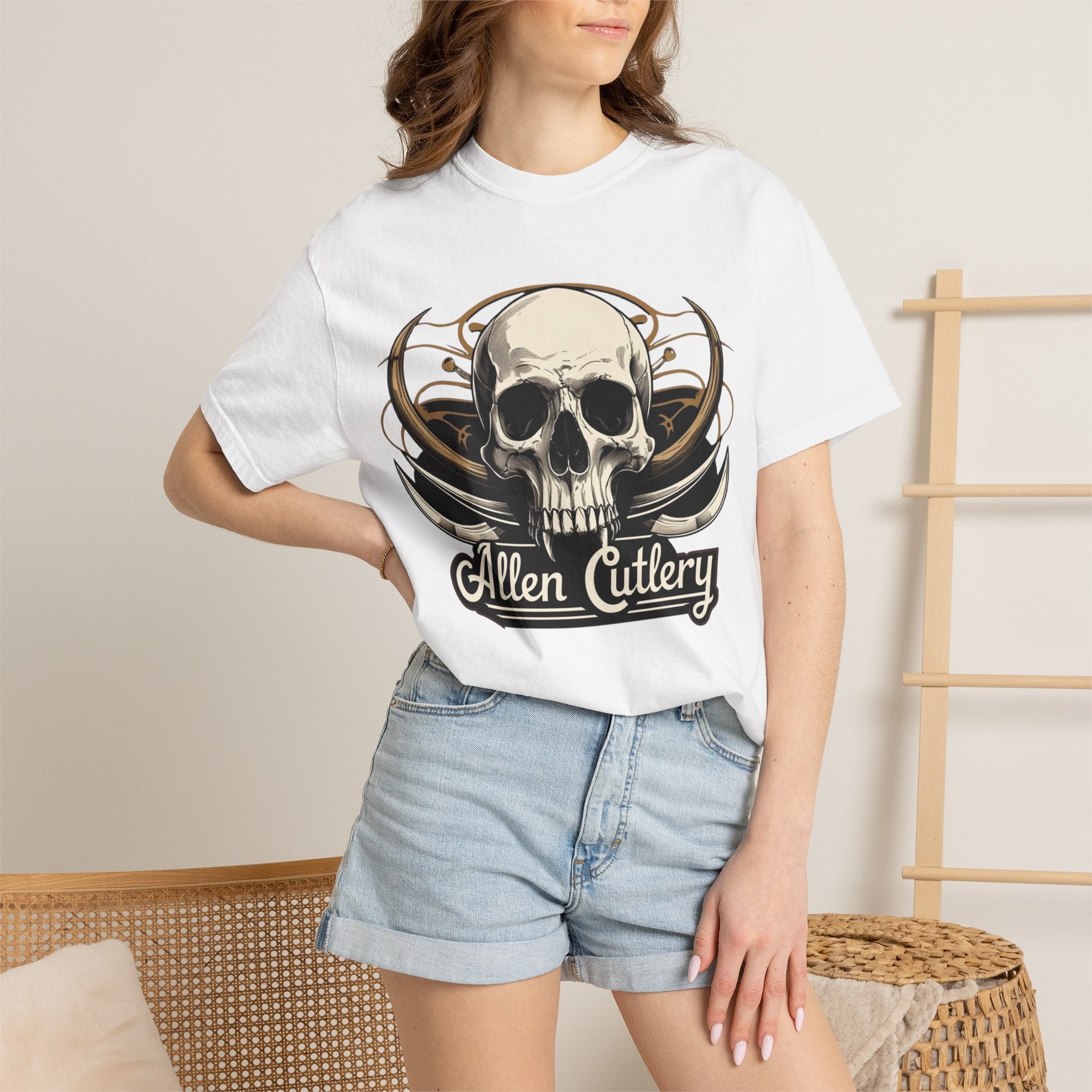 Skull Logo T-Shirt — "Allen Cutlery" Retro Gothic Tee