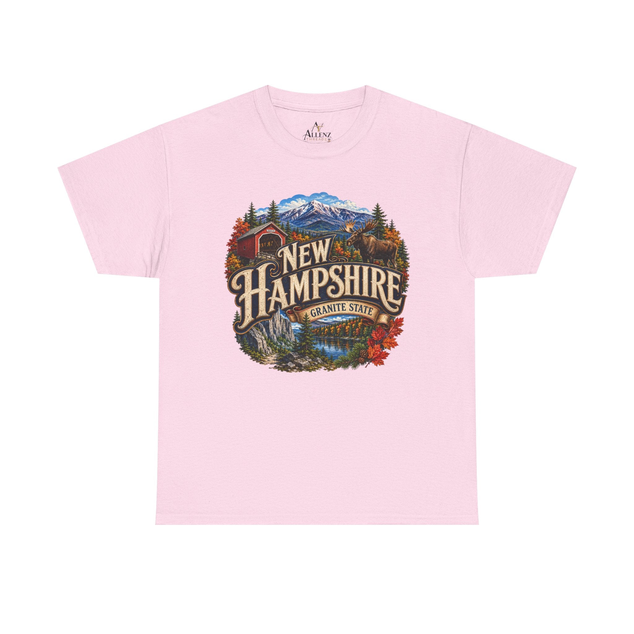 Unisex Heavy Cotton Tee🏔️ New Hampshire – Granite State Adventure and Autumn Beauty 🍁🫎
