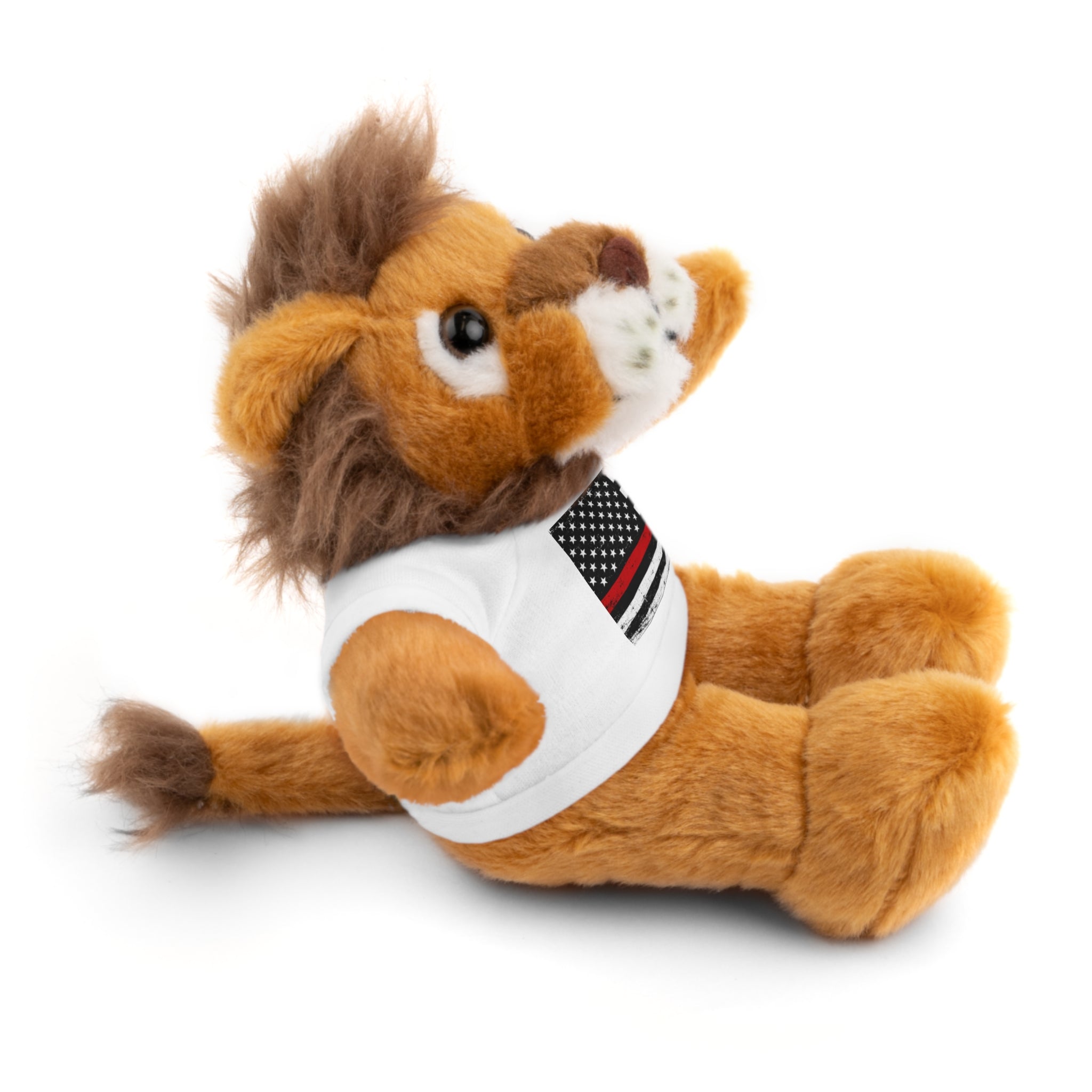 Kids Stuffed Animal with Thin Red line flag Tee