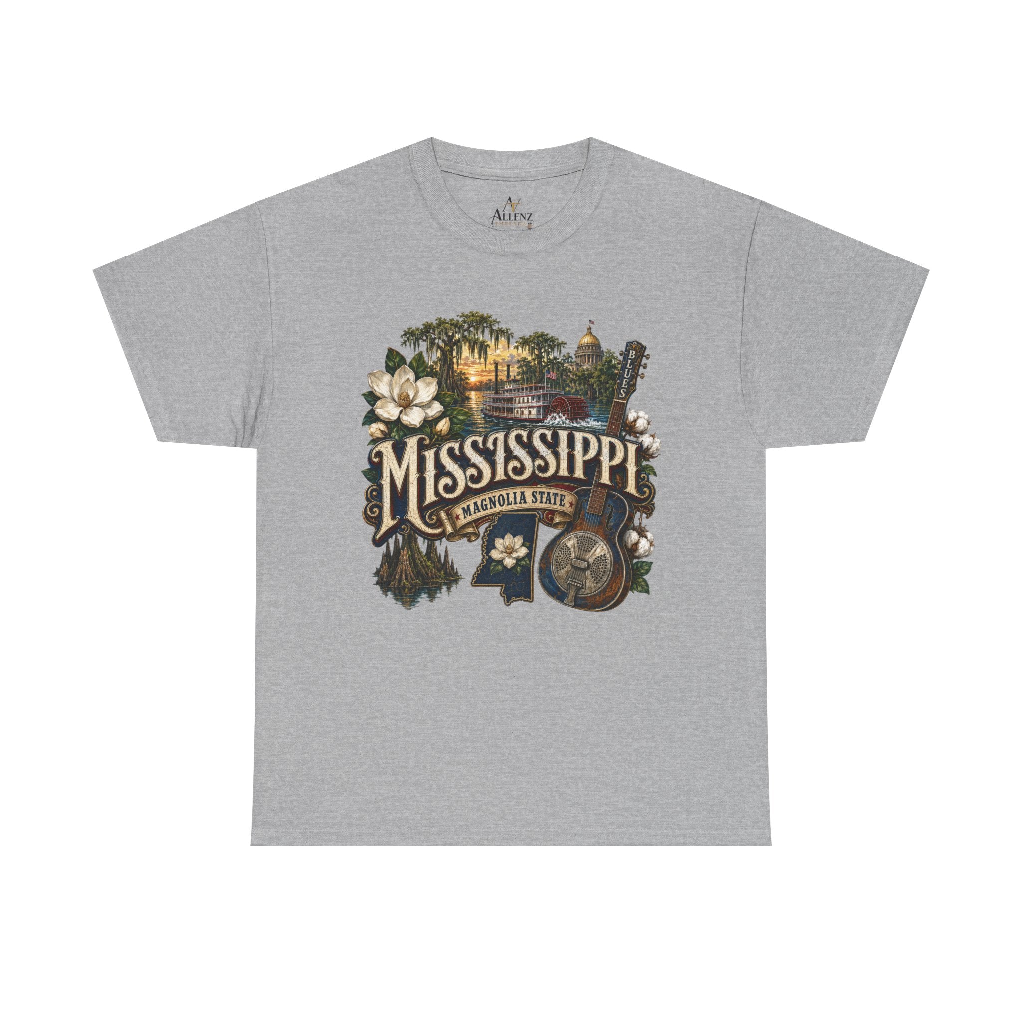 Unisex Heavy Cotton Tee🎸 Mississippi – Southern Soul and Magnolia State Pride 🎸
