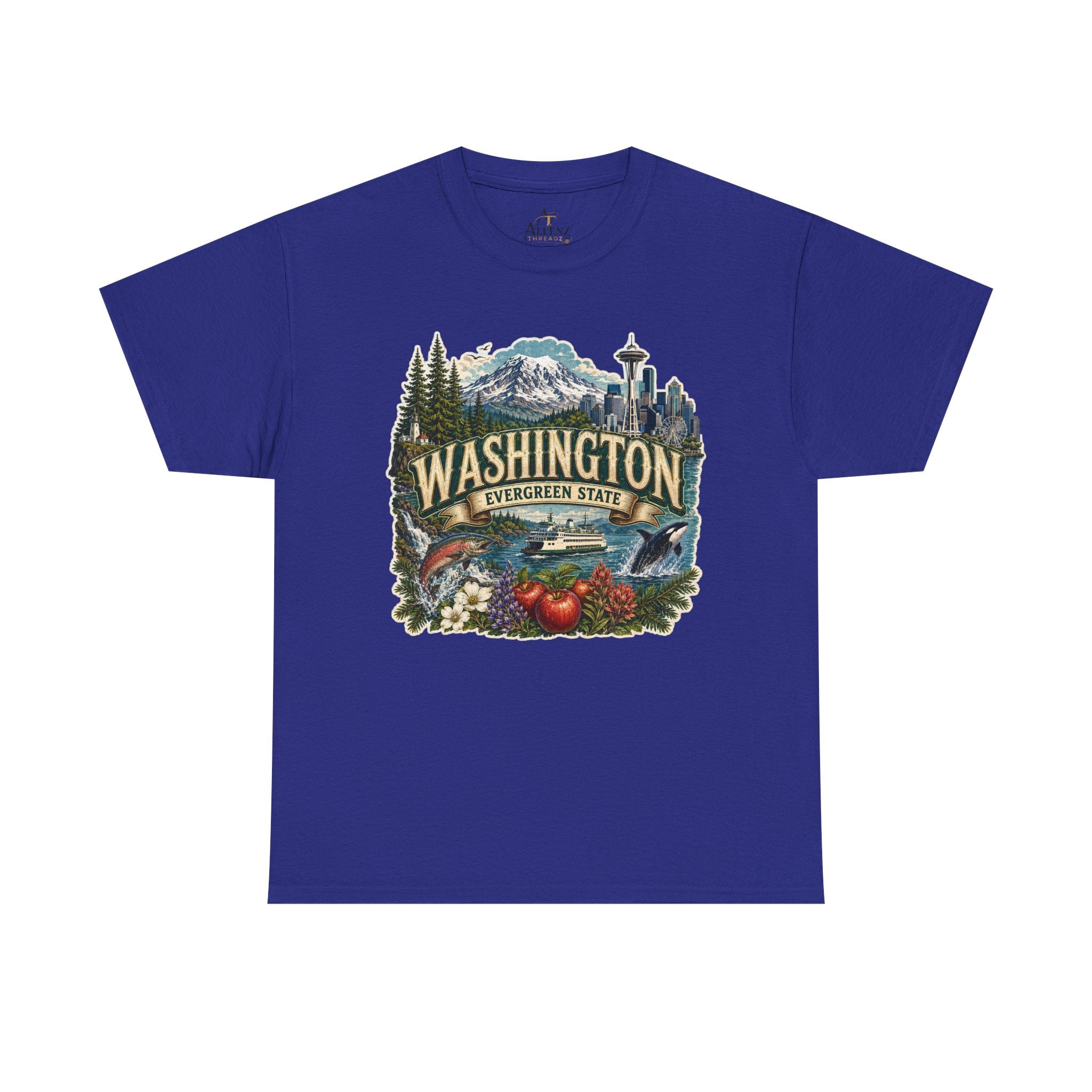 Unisex Heavy Cotton Tee🌲🏔️ Washington – Spirit of the Evergreen State 🚢🐋