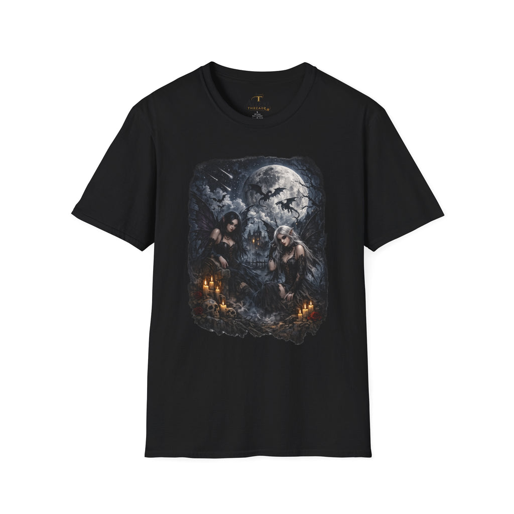 Fantasy Moonlit Wolves T-Shirt — Gothic Werewolf Night Scene